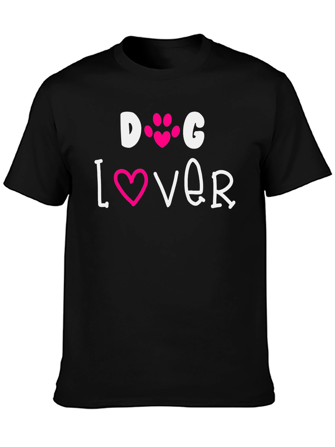 Black Dog Lover Tee - Pink Heart Paw Print view 3