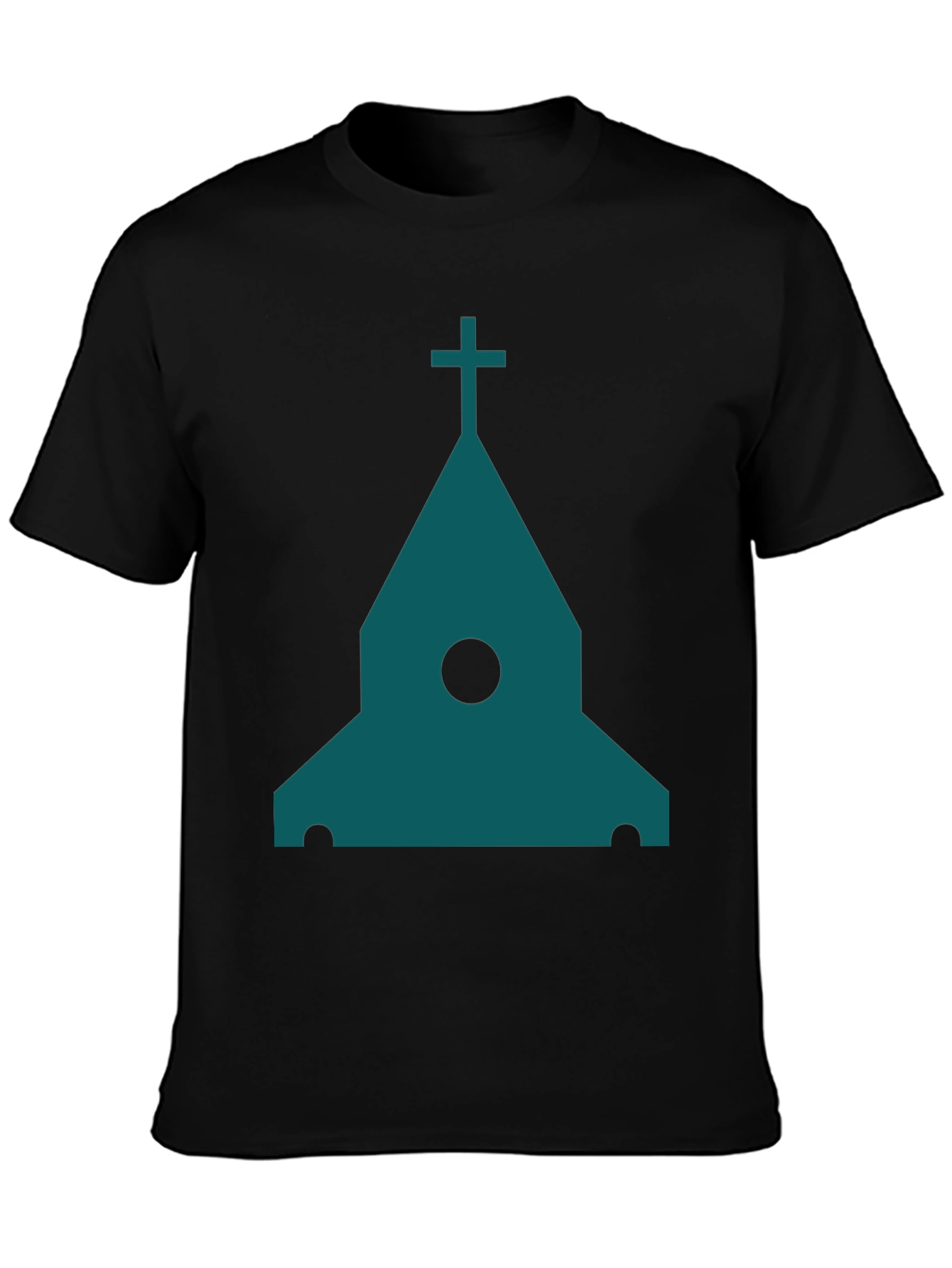 Black Modern Church Graphic Tee - Black Cotton Blend view 3