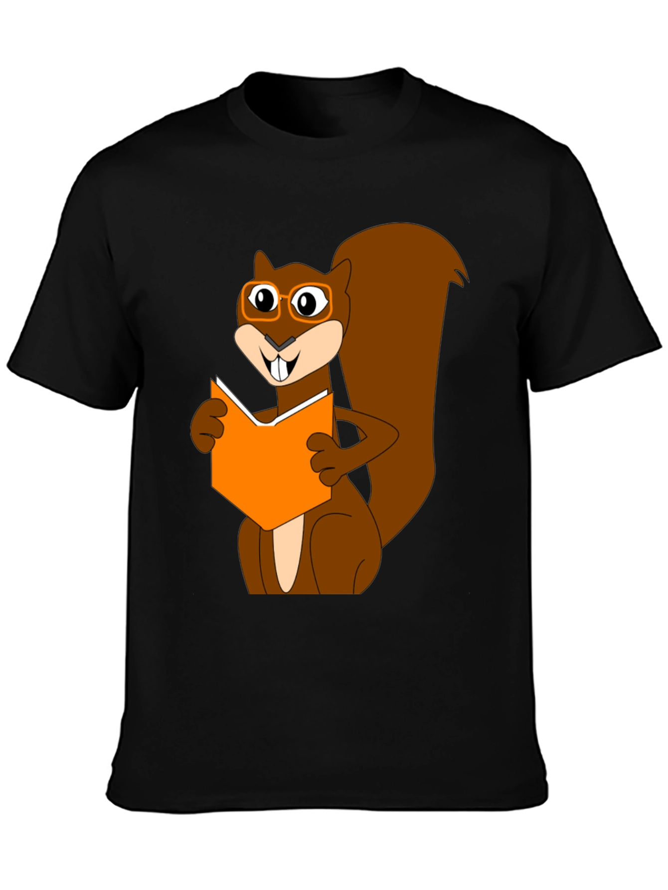 Black Bookworm Squirrel Graphic T-Shirt view 3