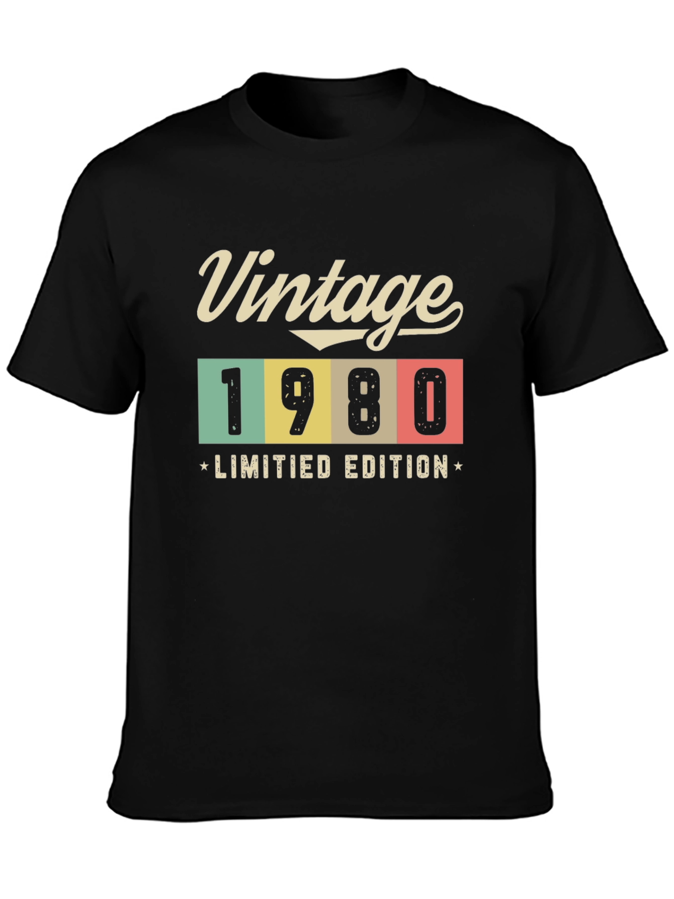 Black Vintage 1980 Limited Edition Black T-Shirt view 3