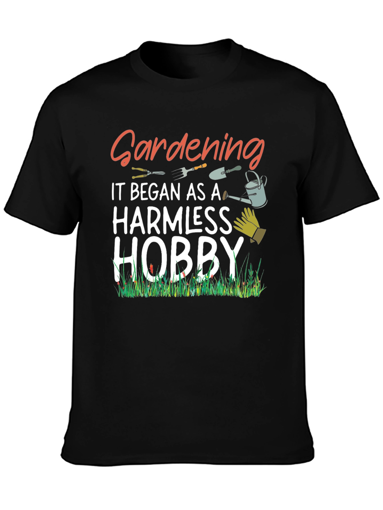 Black Gardening Hobby T-Shirt view 3