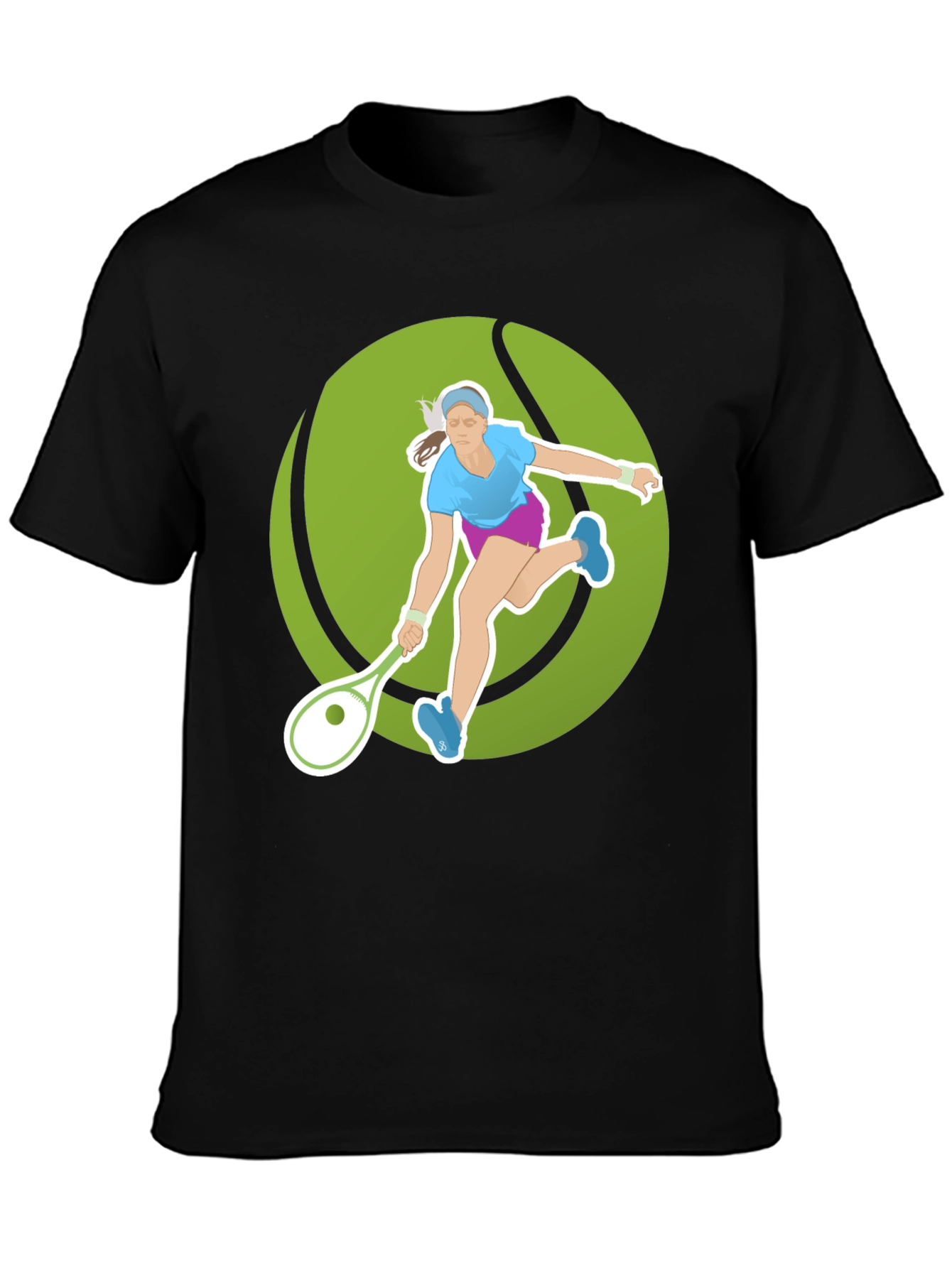 Black Tennis Player Graphic Tee - Black Cotton Blend view 3