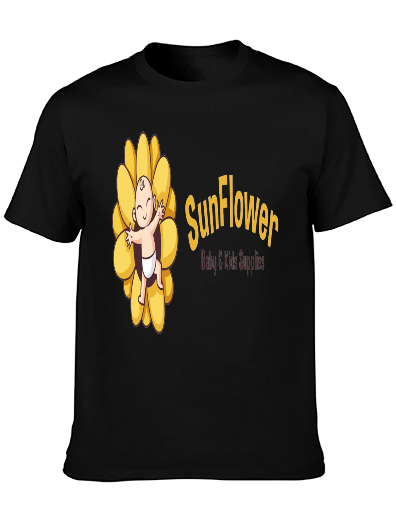 Black Sunflower Baby & Kids Supplies Black T-Shirt view 3
