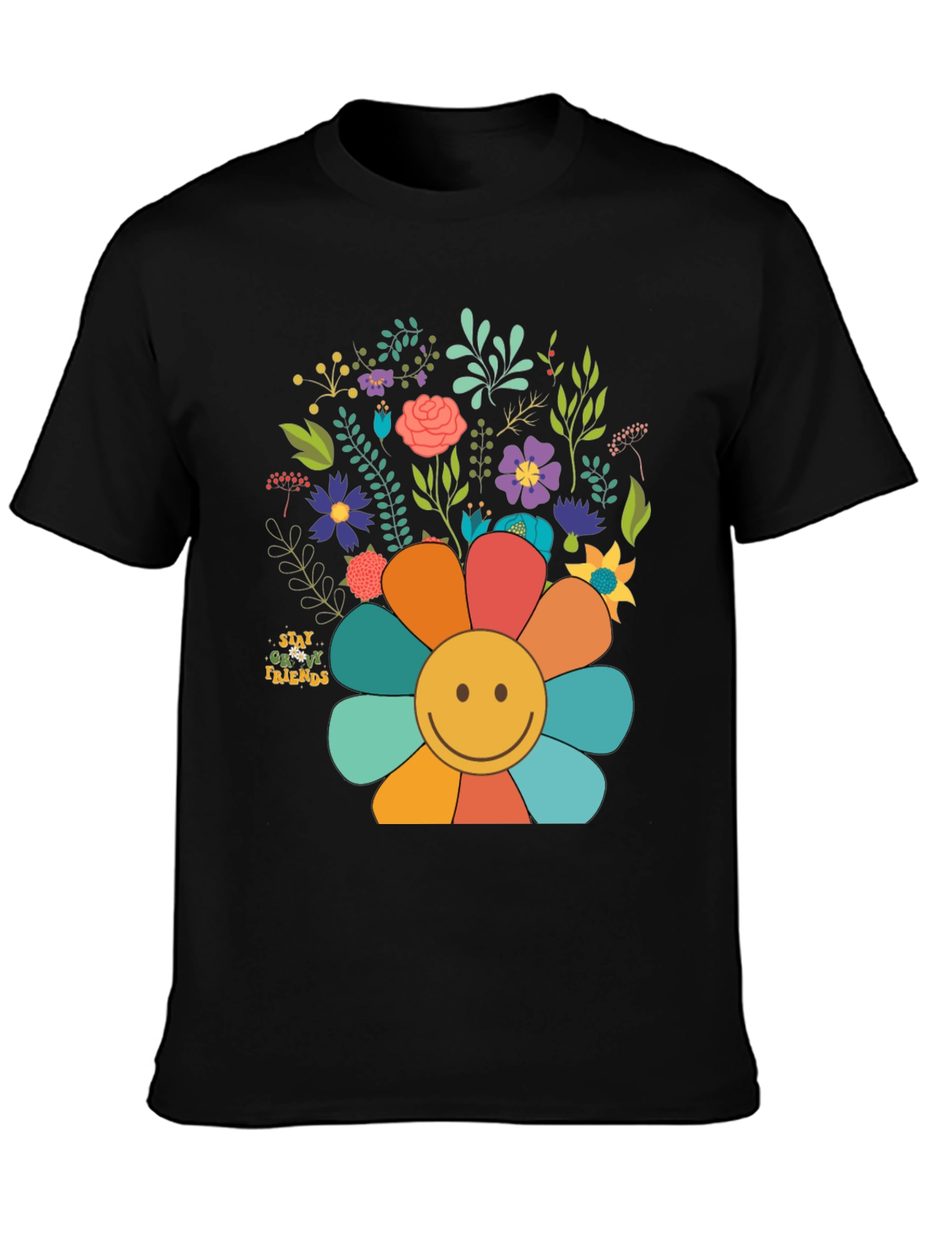 Black Groovy Flower Power Tee view 3