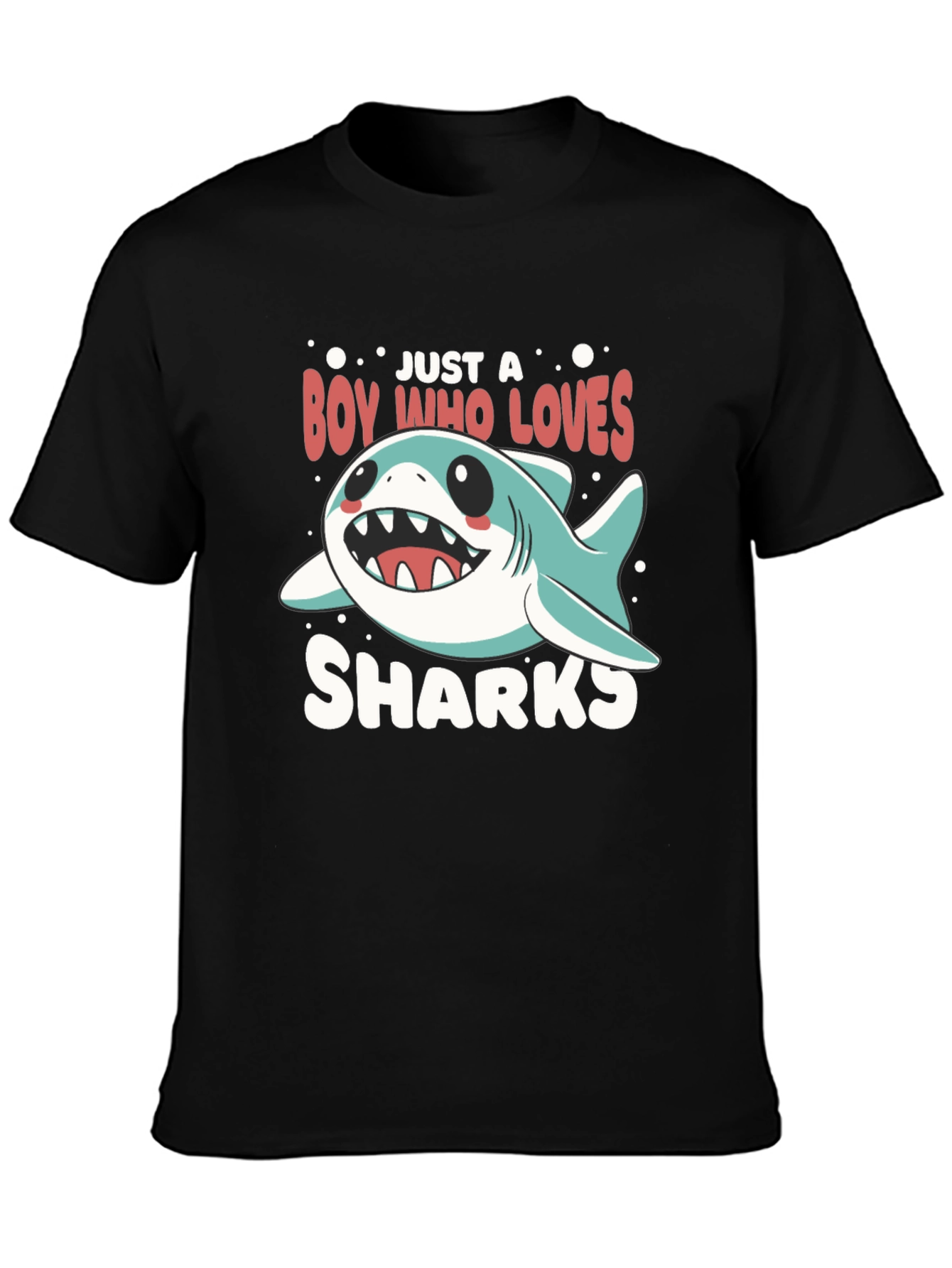 Black Boy Who Loves Sharks T-Shirt view 3