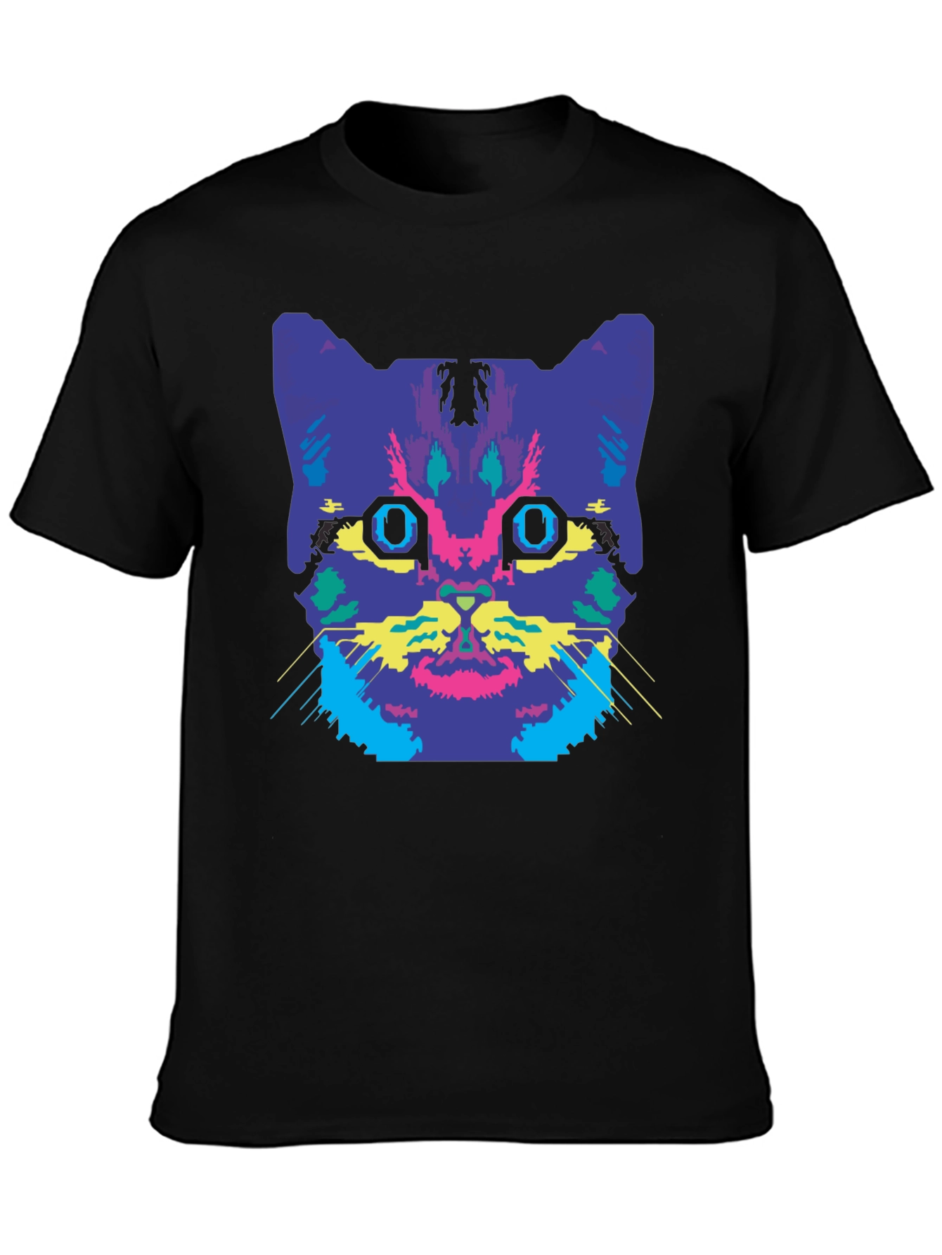 Black Vaporwave Cat Graphic Tee view 3