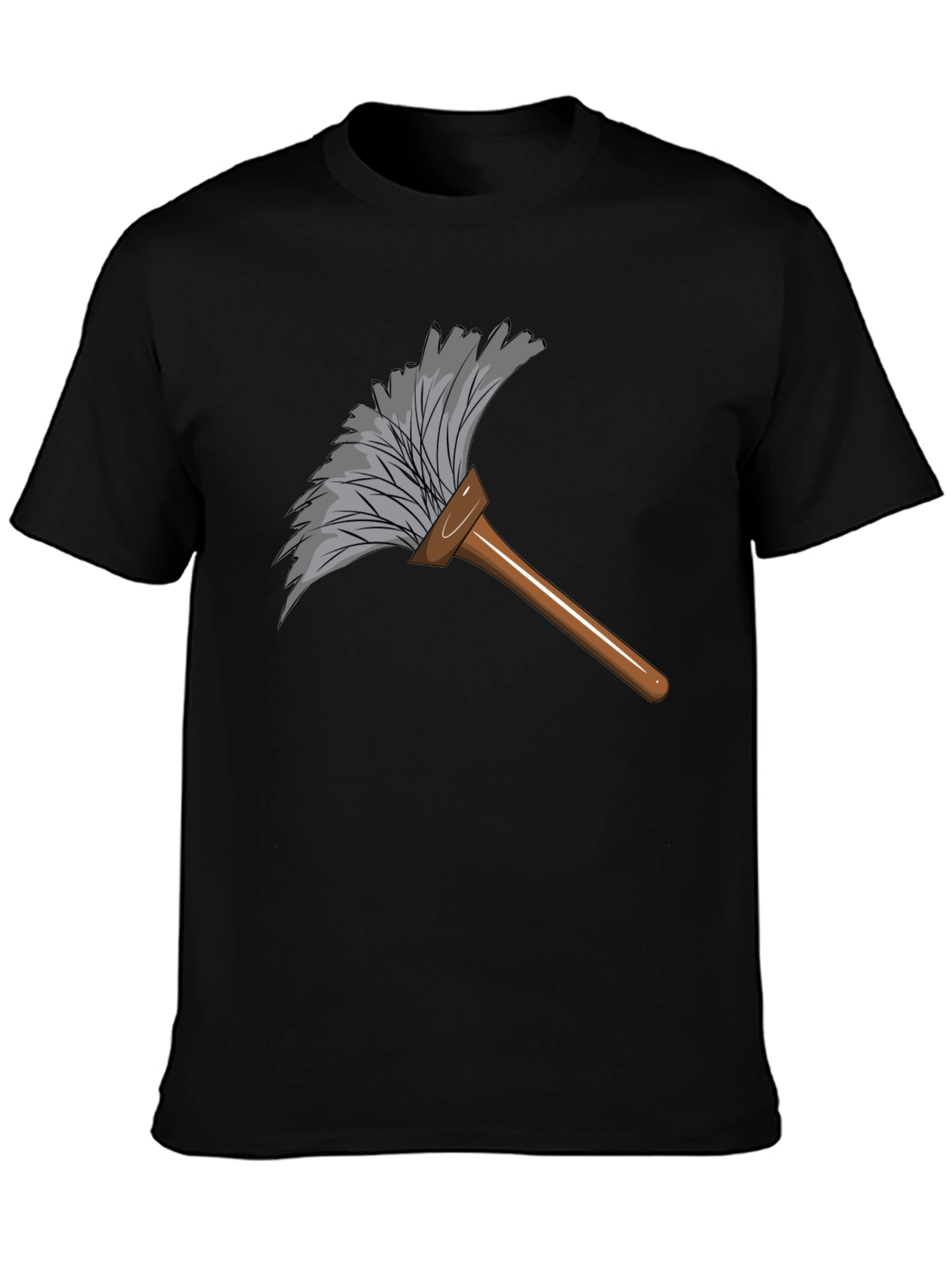 Black Duster Graphic Black T-Shirt - Cleaning Humor view 3