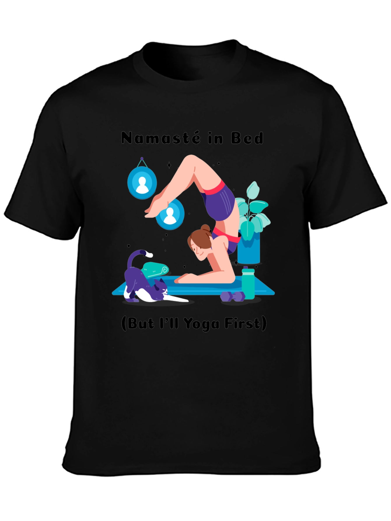 Black Namaste in Bed Yoga Graphic Tee view 3