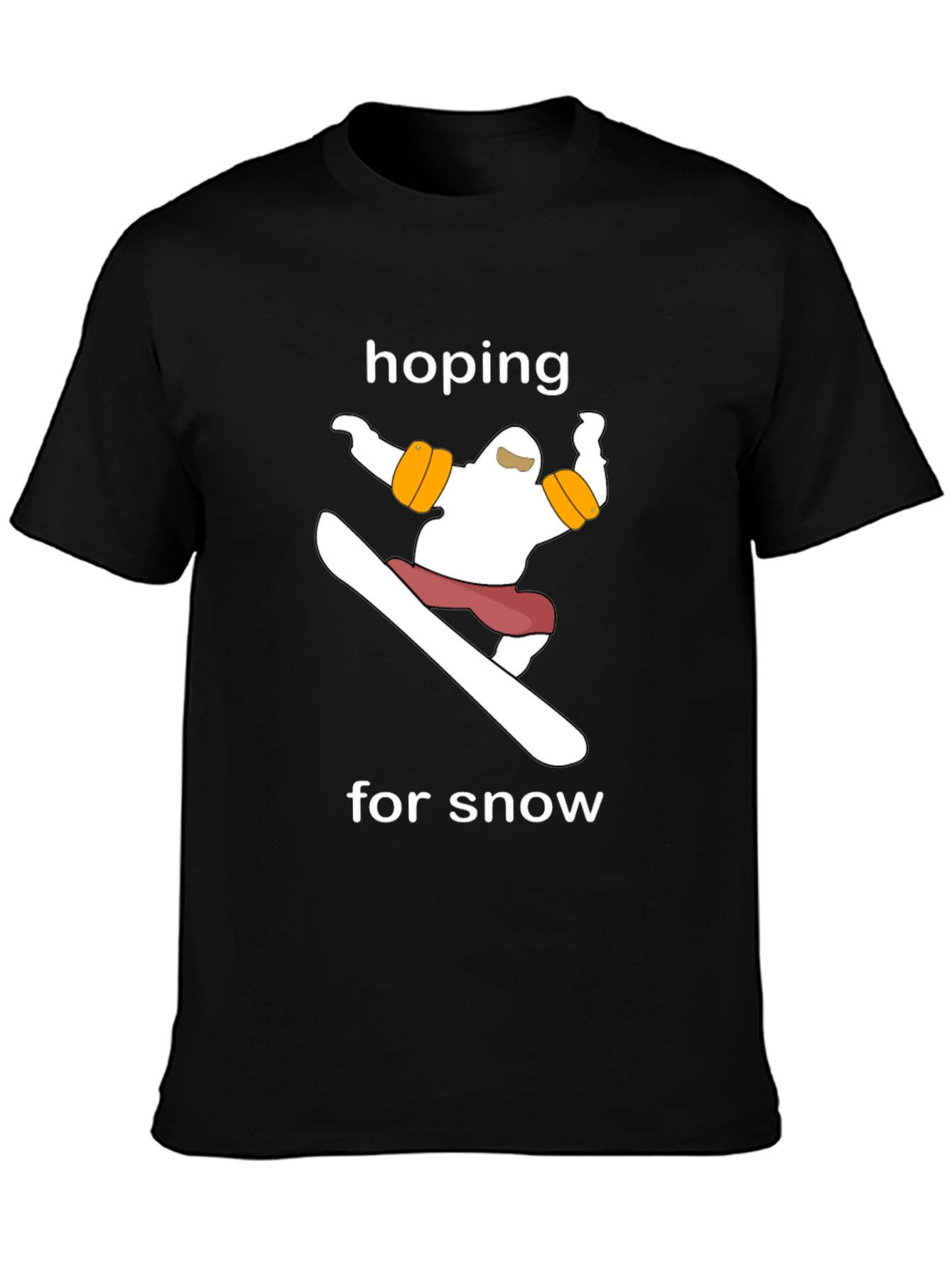 Black Hoping for Snow T-Shirt - Snowboarder Graphic Tee view 3