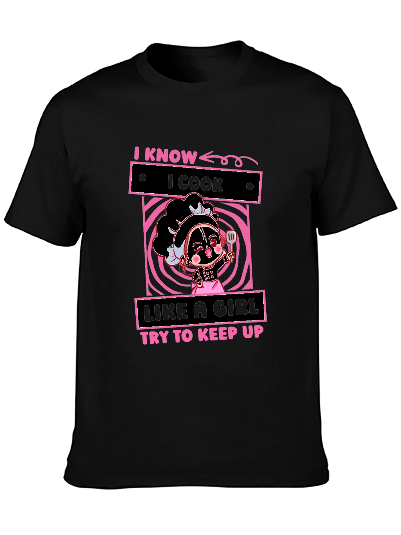 Black I Know I Cook Like A Girl T-Shirt view 3