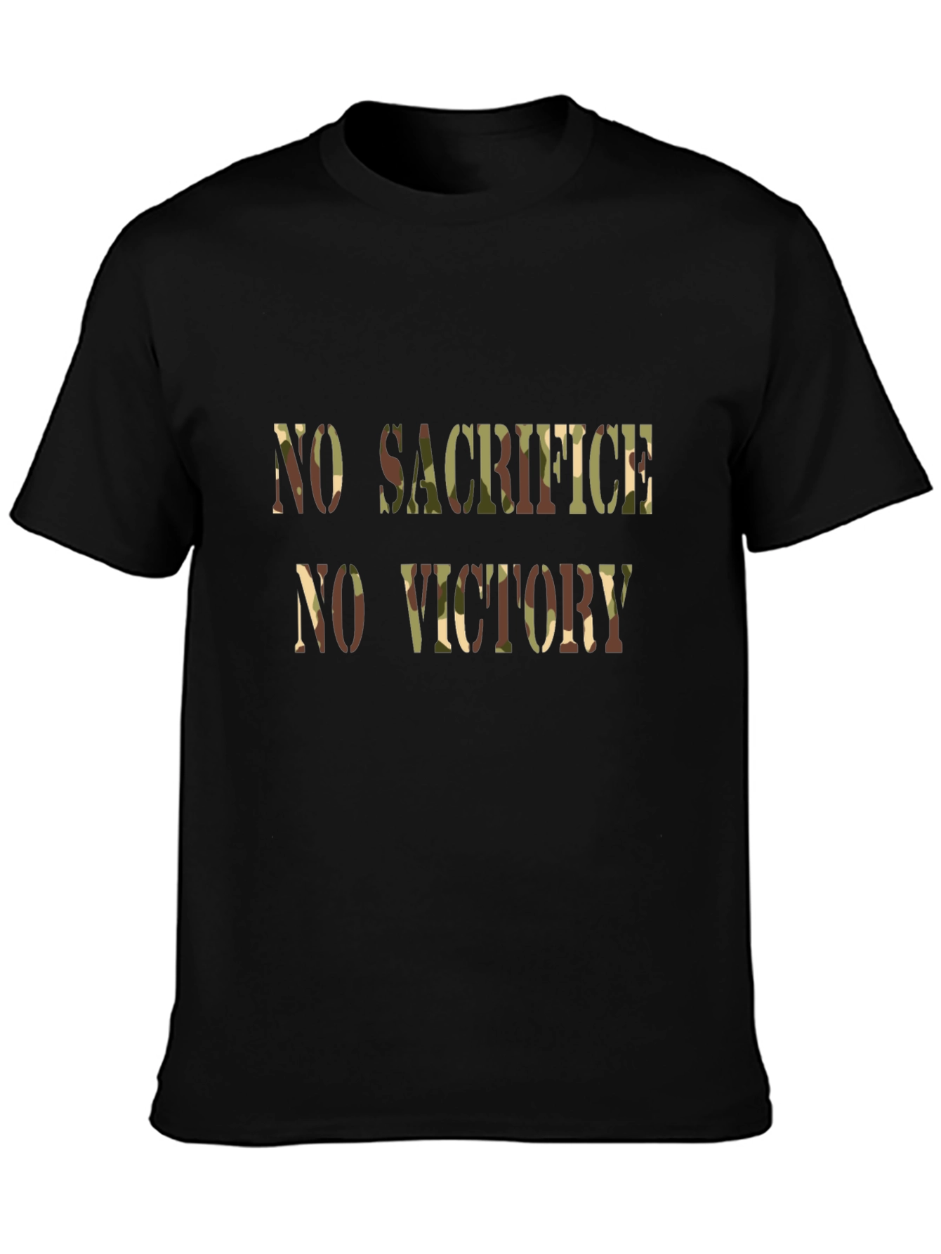 Black No Sacrifice No Victory Camo Graphic T-Shirt view 3