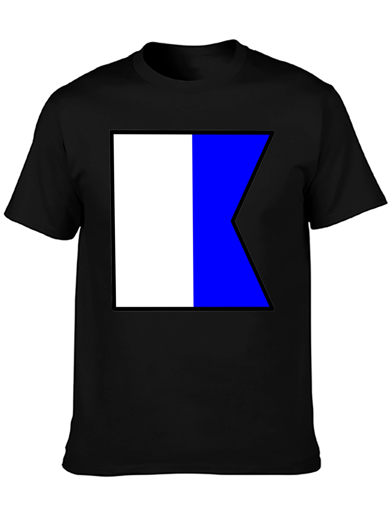 Black Nautical Flag K Black T-Shirt - Maritime Signal Tee view 3