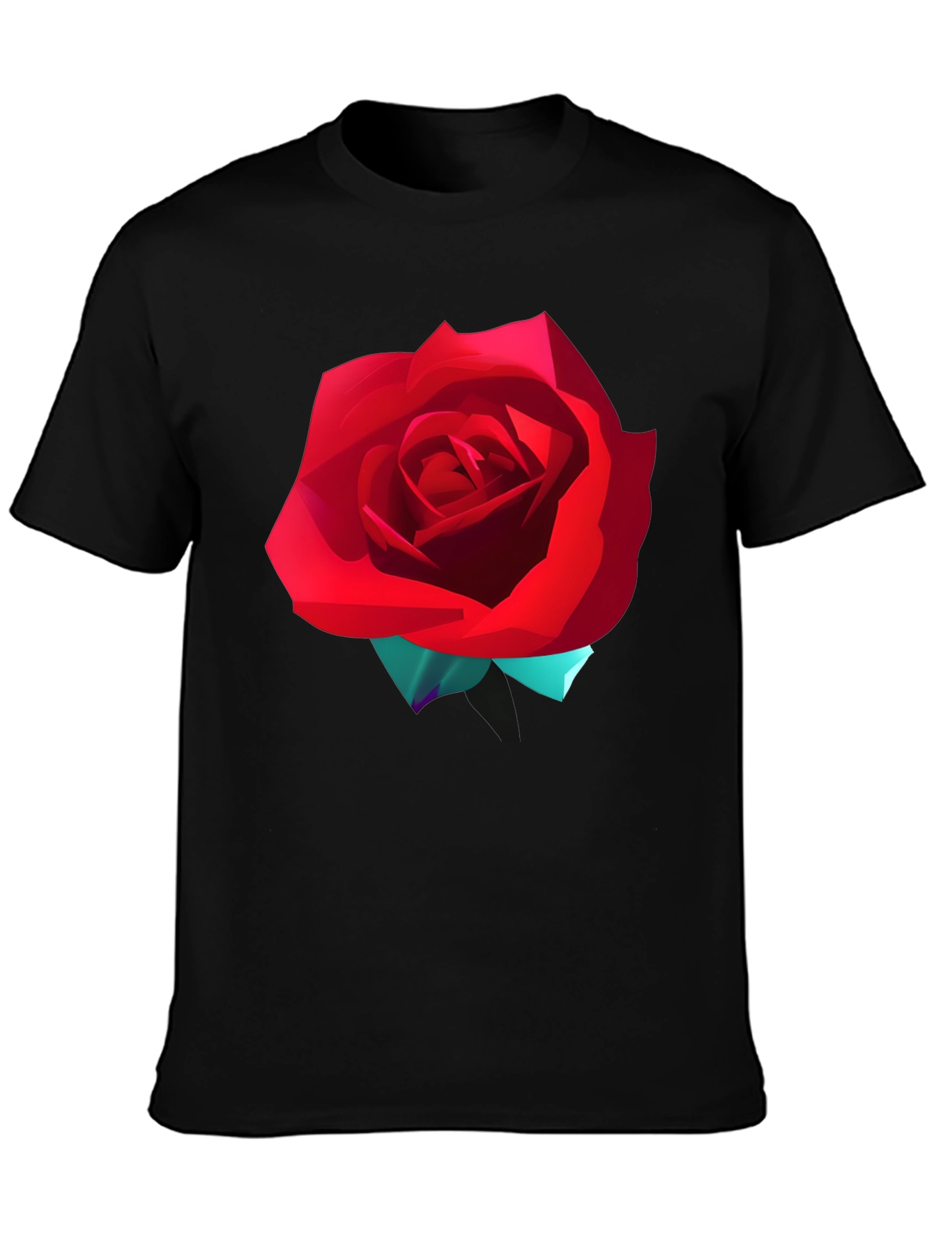 Black Bold Red Rose Graphic T-Shirt view 3