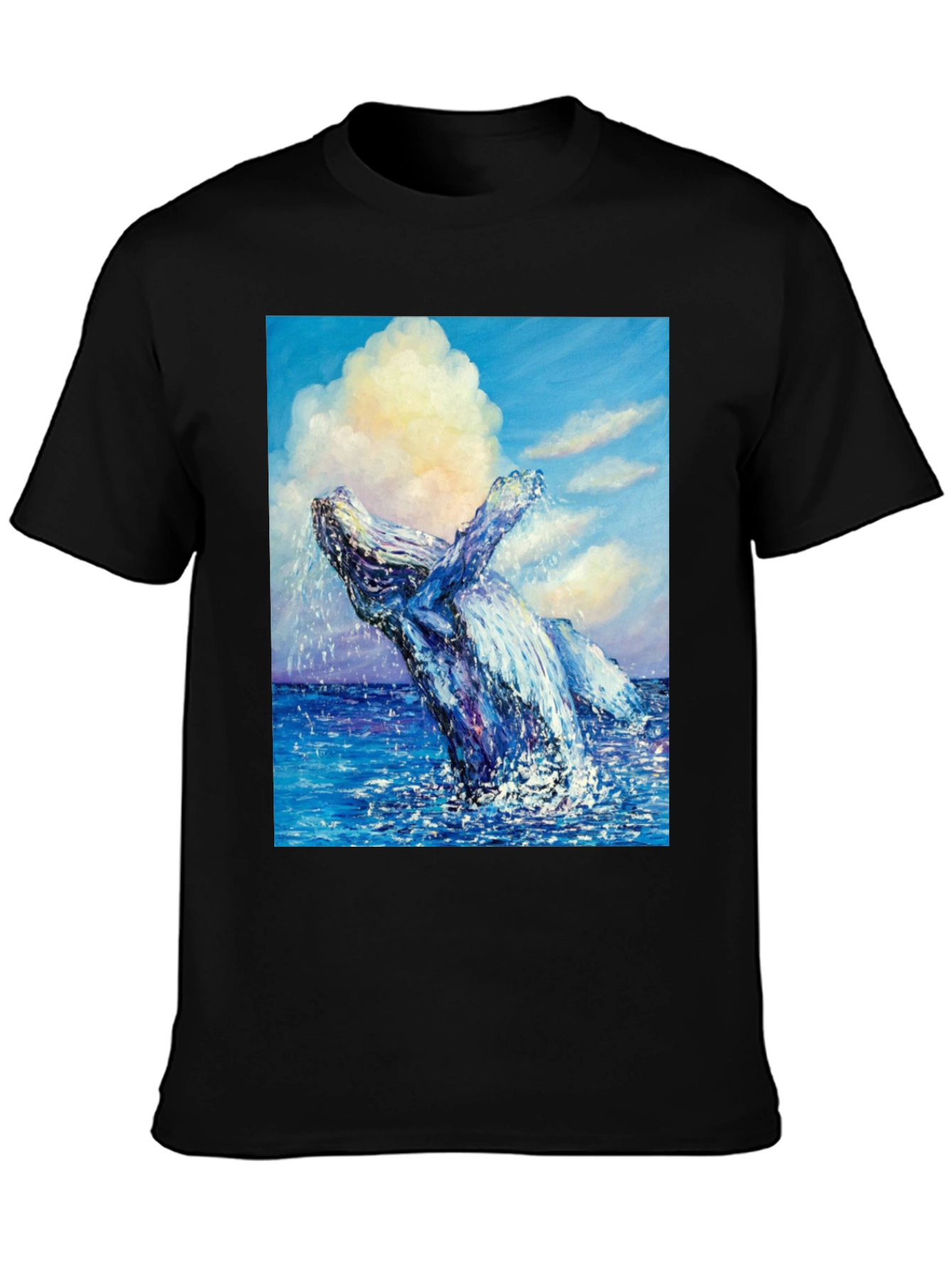 Black Whale Painting T-Shirt - Ocean Art view 3