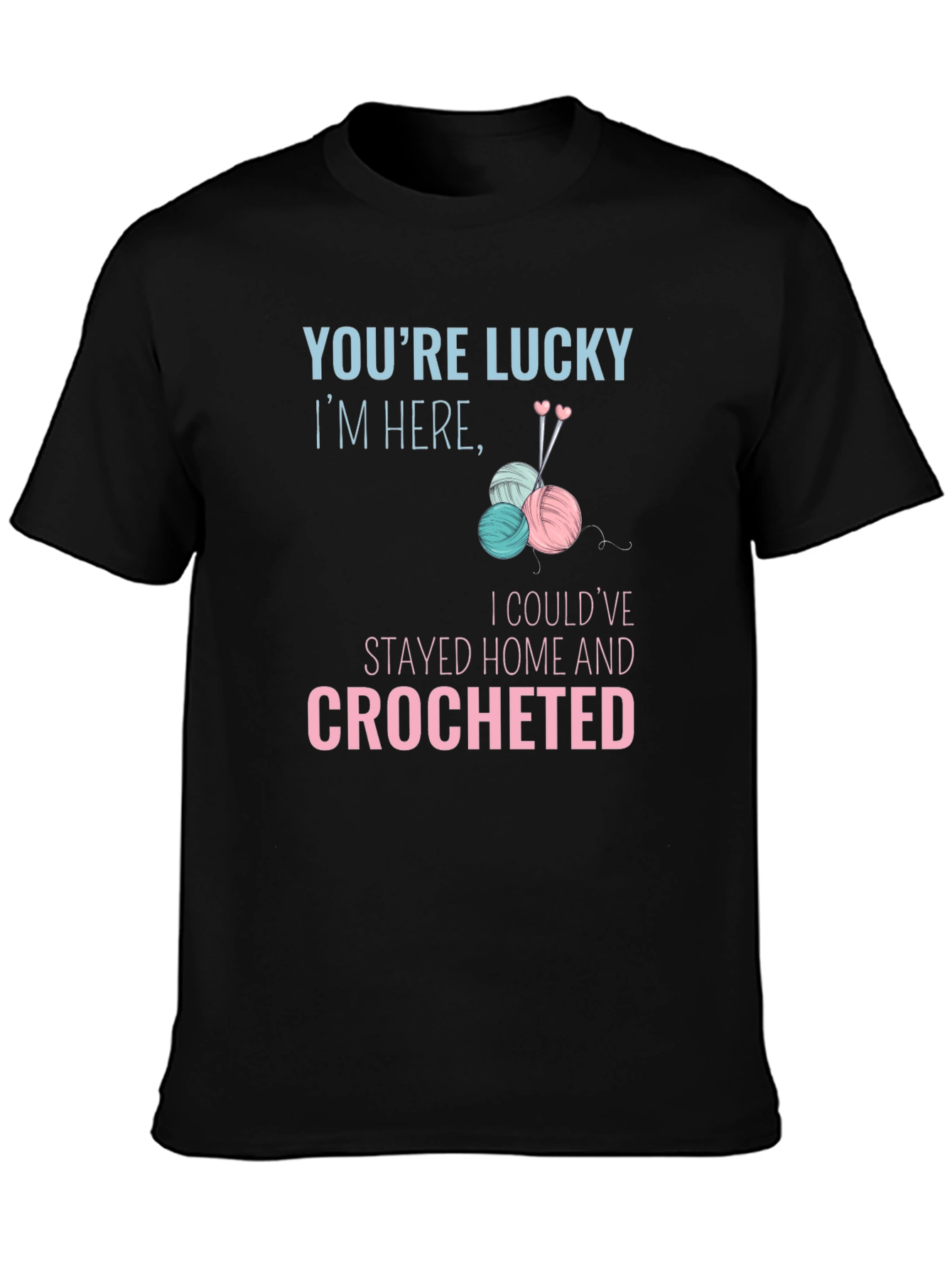 Black Lucky Crochet T-Shirt - Stay Home & Crochet view 3