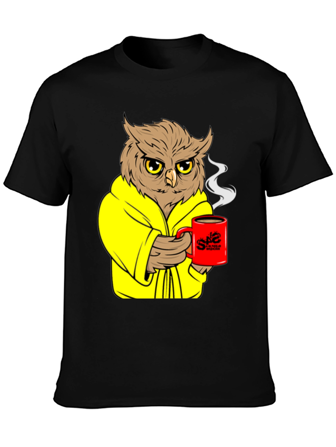 Black Owl in Robe Coffee T-Shirt view 3