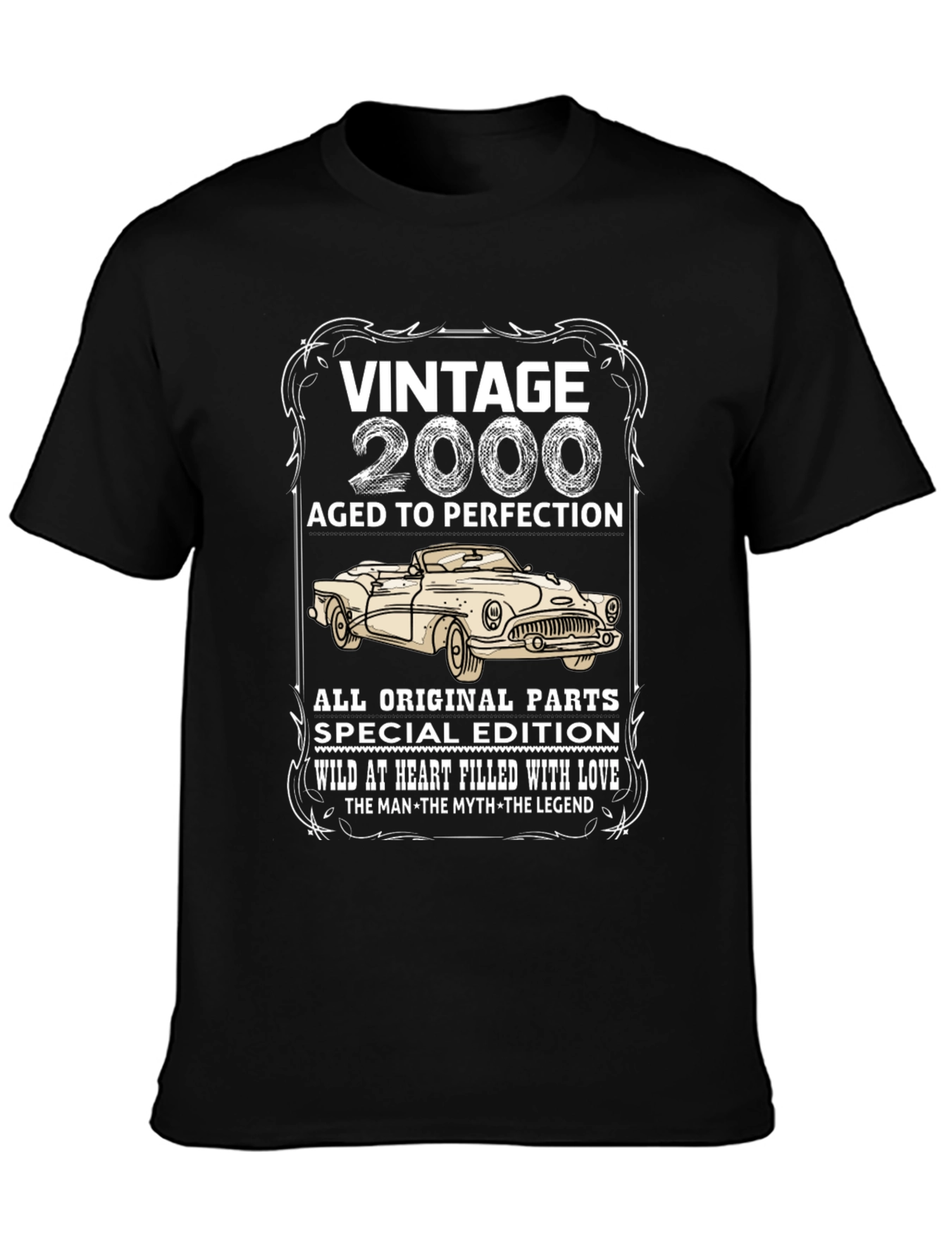 Black Vintage 2000 Aged to Perfection T-Shirt view 3