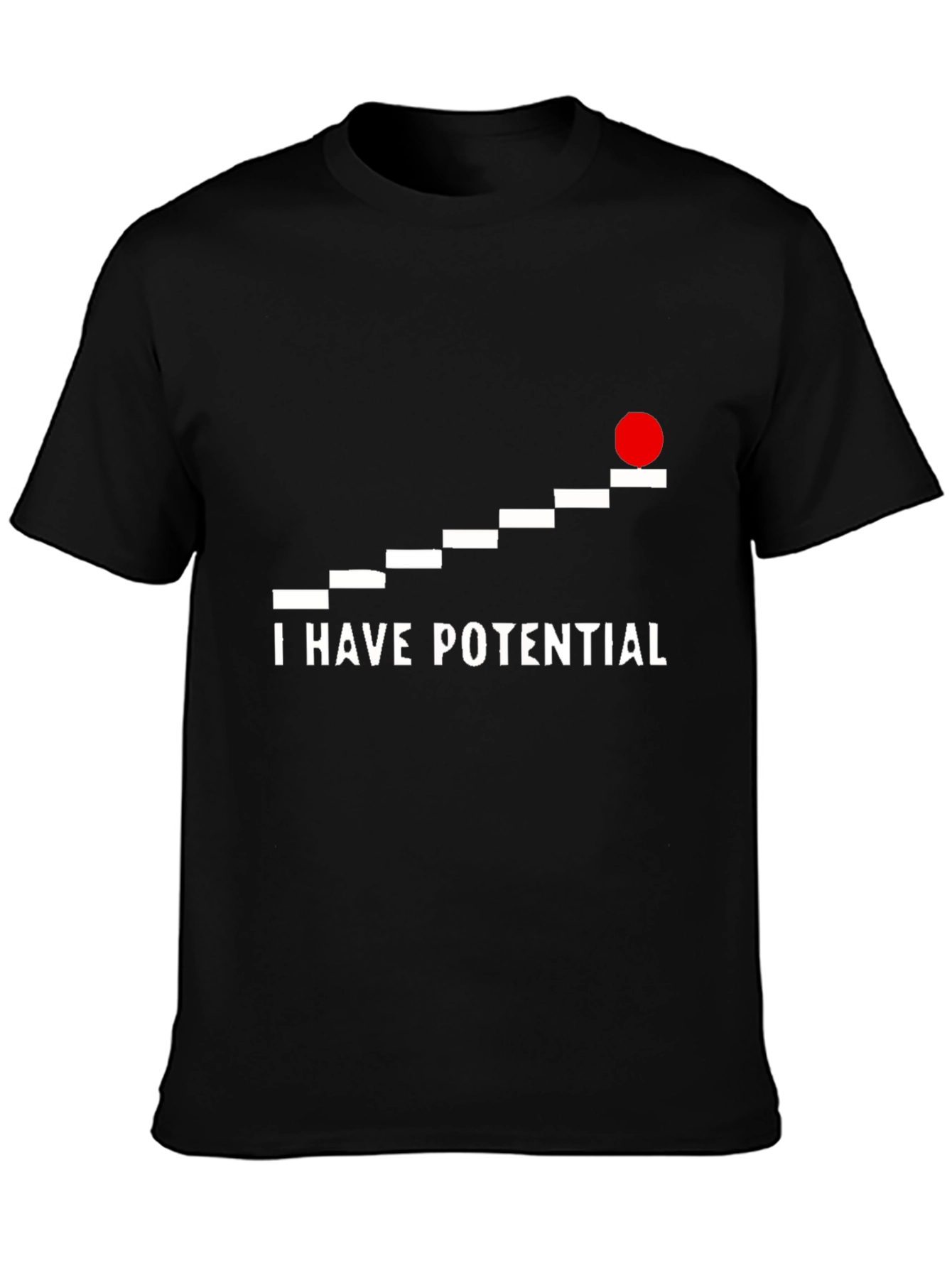 Black I Have Potential Graphic Tee - Black Crew Neck view 3