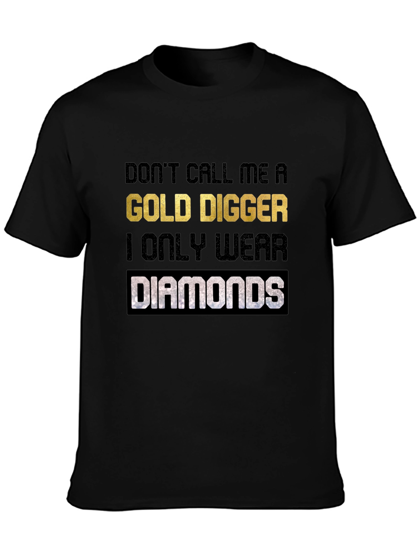 Black Gold Digger Diamonds Graphic Tee - Black Cotton view 3