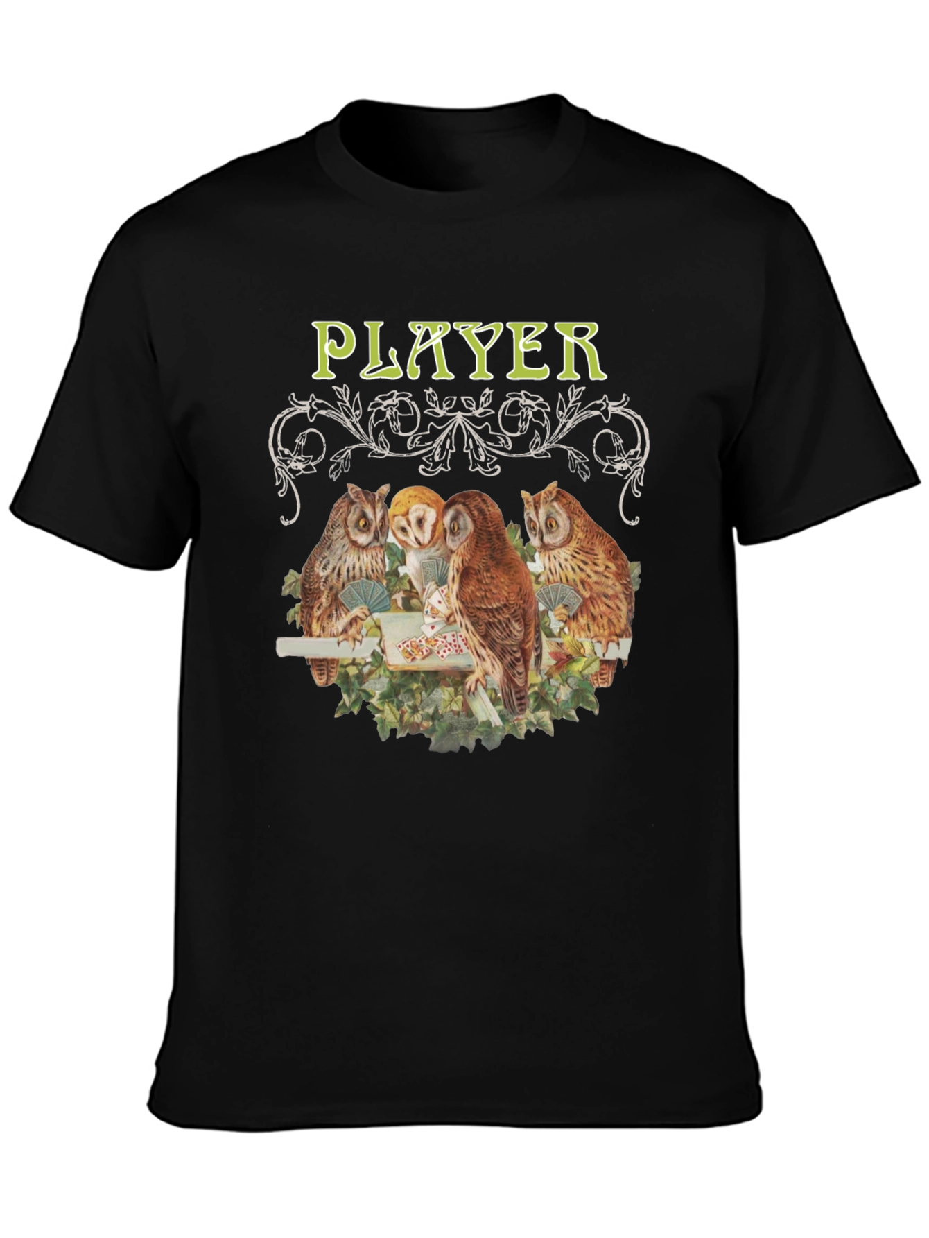 Black Owl Player Graphic Tee - Novelty Design view 3