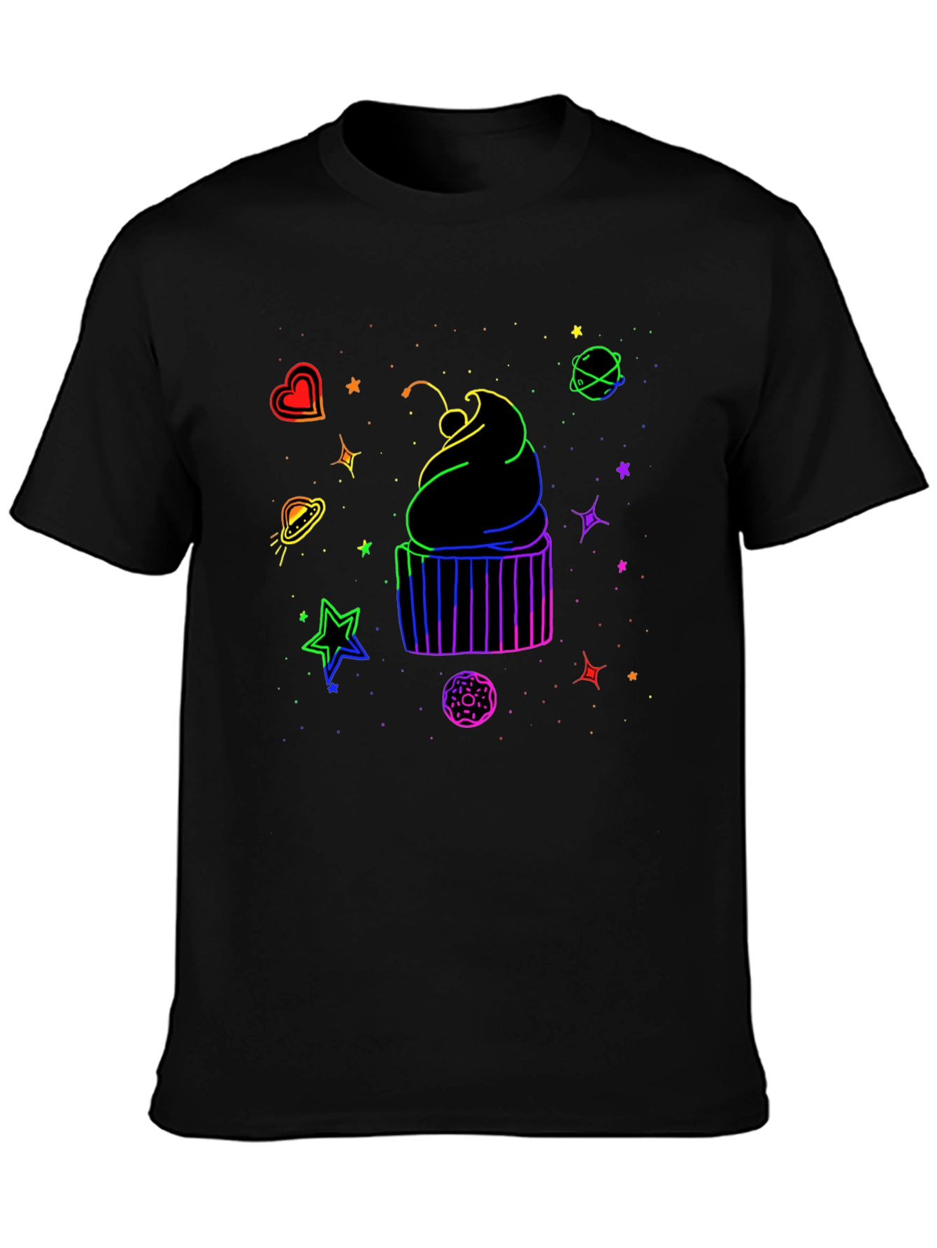 Black Cosmic Cupcake Graphic T-Shirt - Black view 3