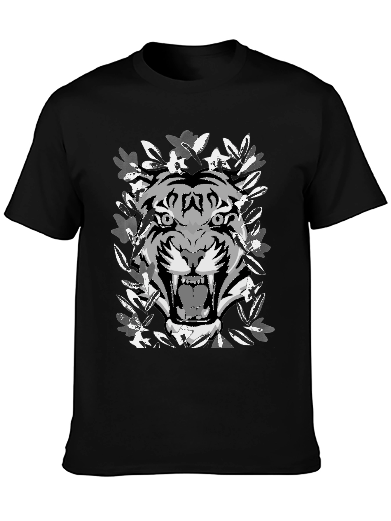 Black Tiger Graphic Black T-Shirt view 3