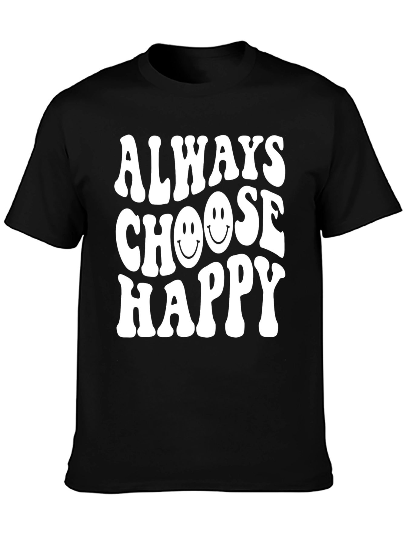 Black Always Choose Happy Graphic Tee - Black view 3