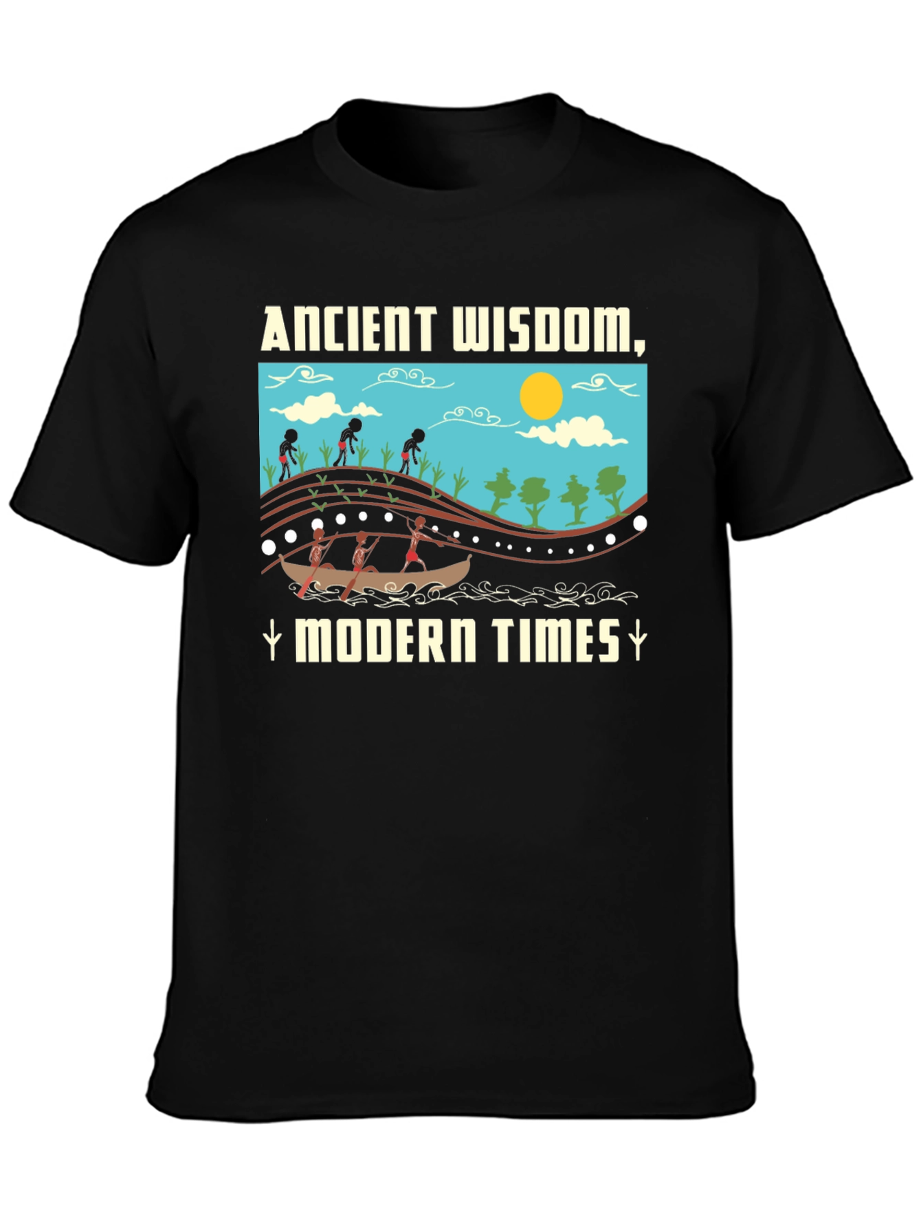 Black Ancient Wisdom Modern Times T-Shirt Black view 3