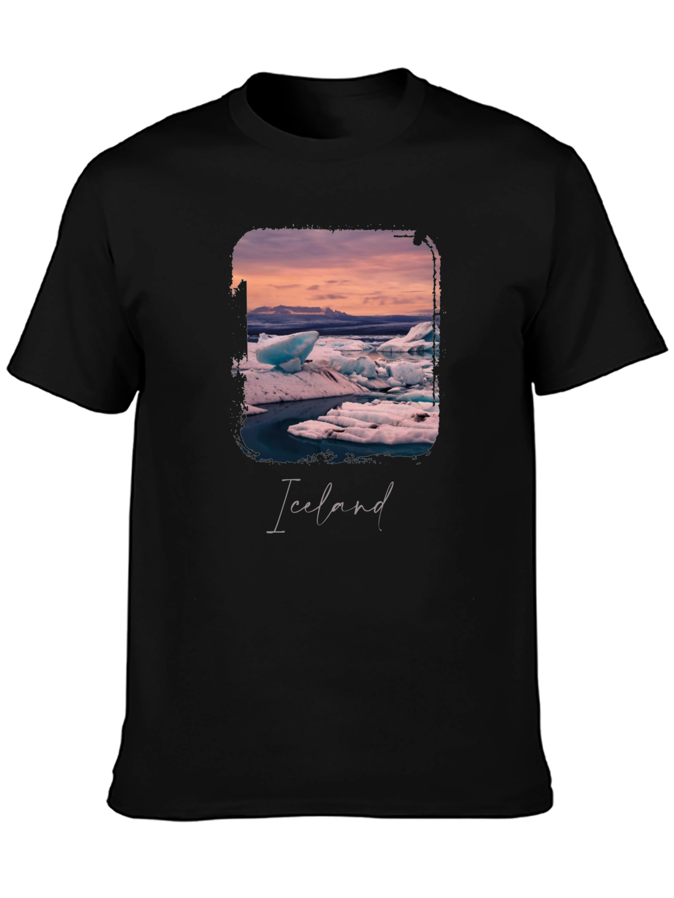 Black Iceland Glacier Graphic Black T-Shirt view 3