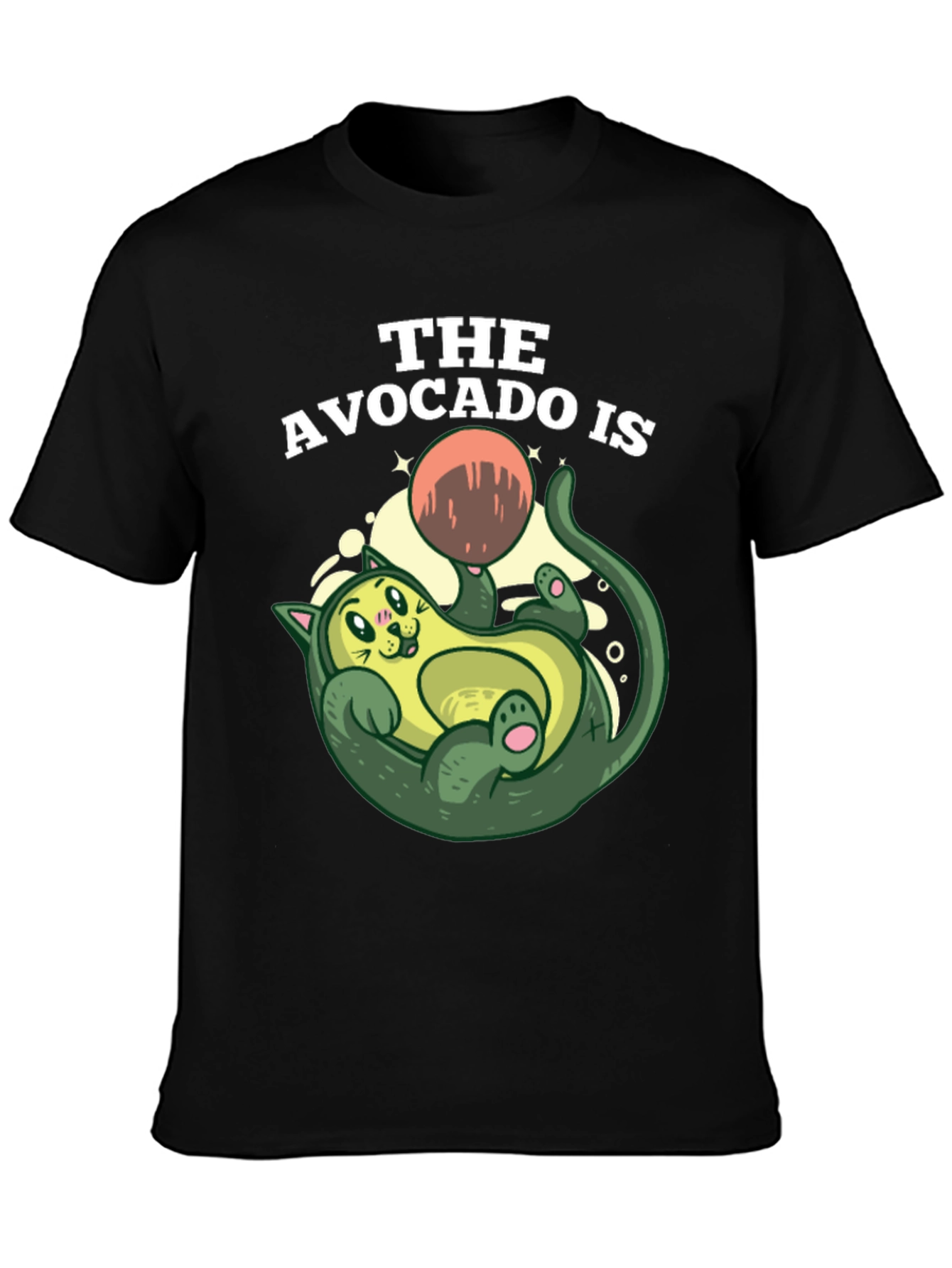 Black Avocado Cat Graphic Tee - Fun Novelty Shirt view 3
