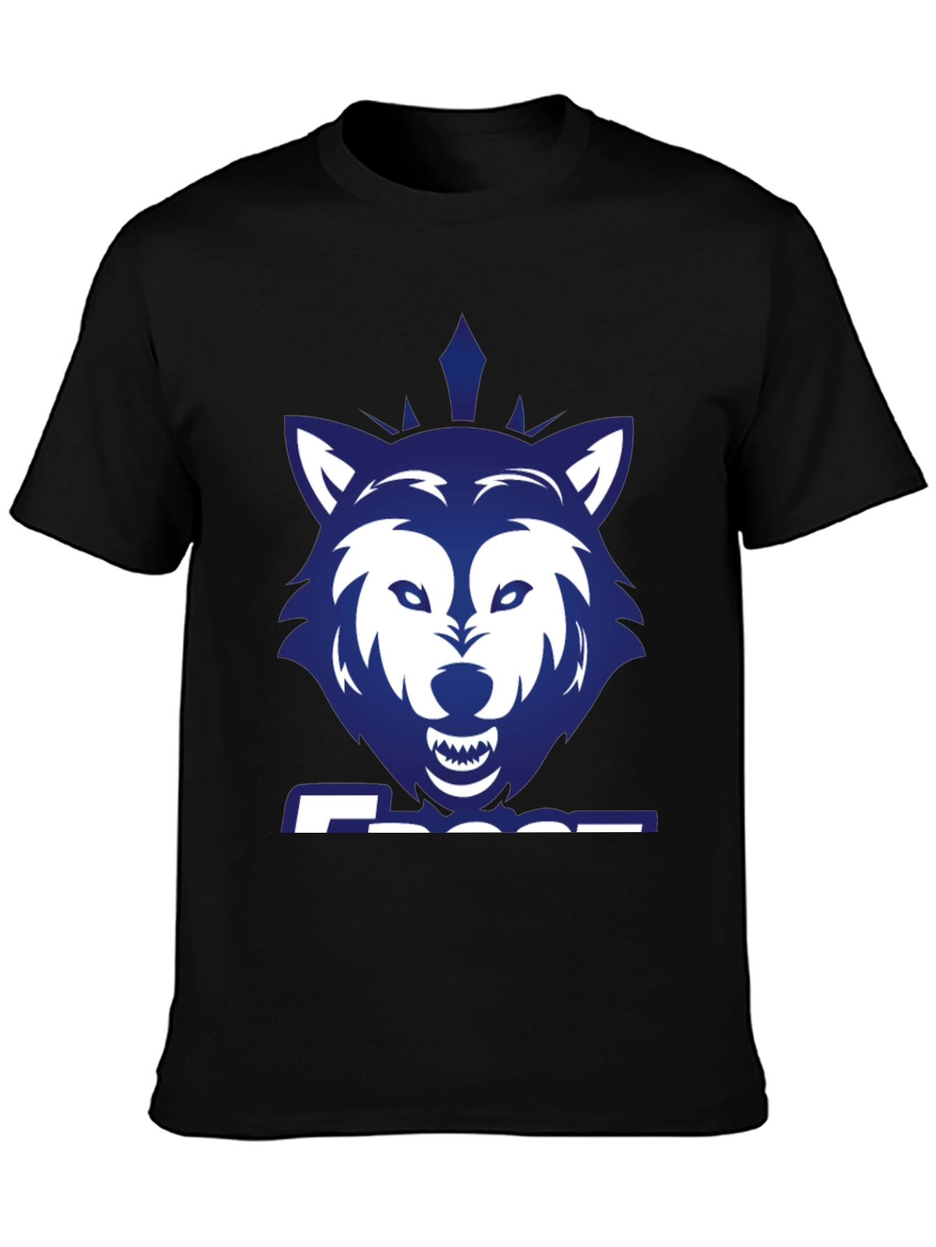 Black Blue Wolf Graphic Print Black T-Shirt view 3