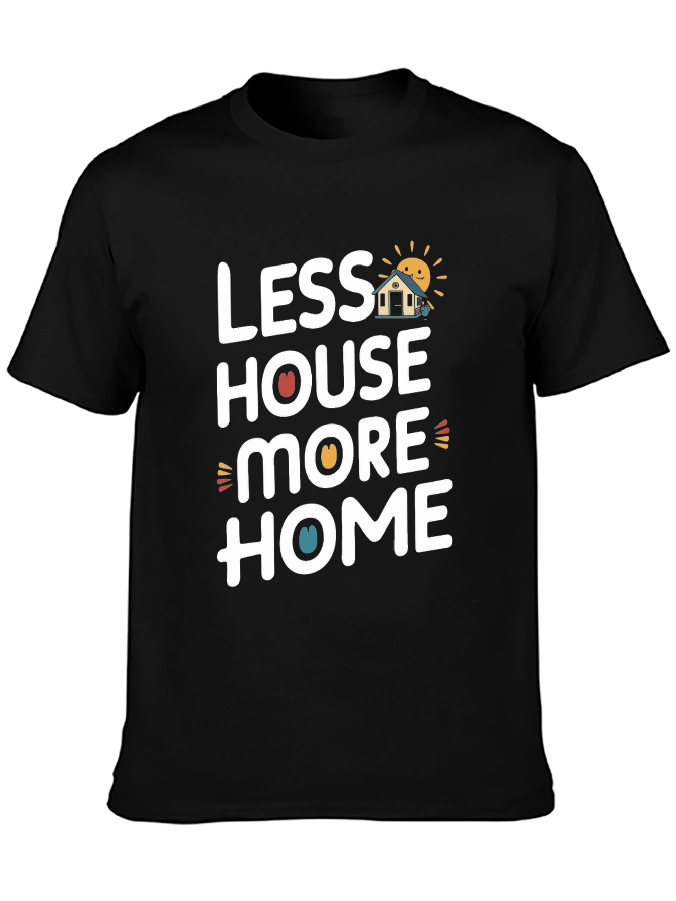 Black Less House More Home Graphic Tee - Black view 3