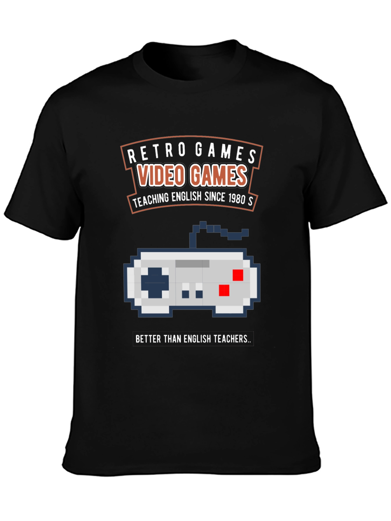 Black Retro Video Games T-Shirt - English Teacher view 3