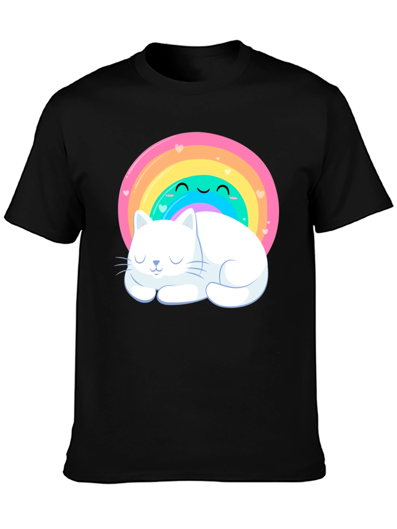 Black Cute Rainbow Cat T-Shirt view 3