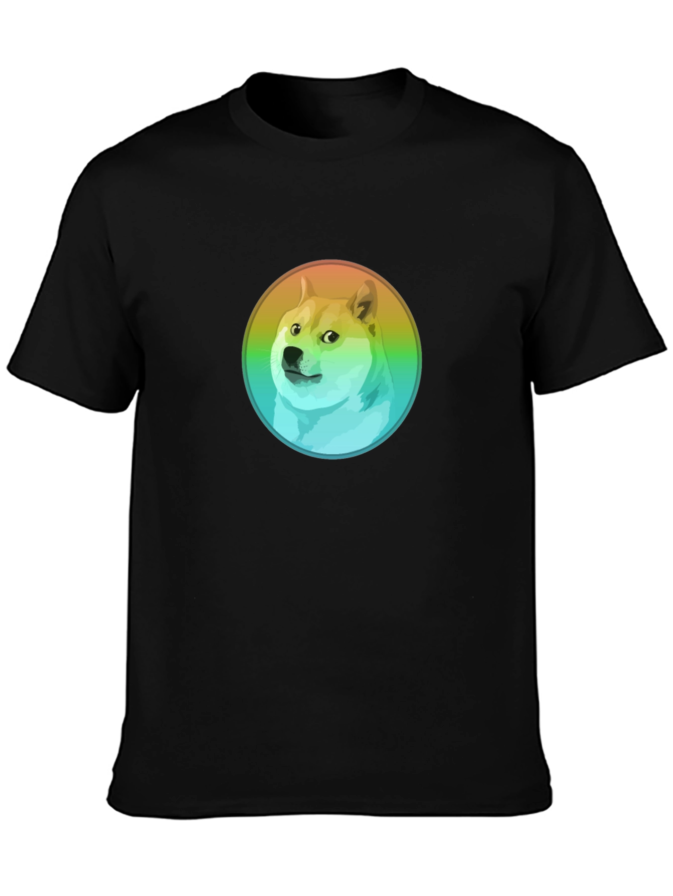 Black Doge Rainbow Circle Graphic Black T-Shirt view 3
