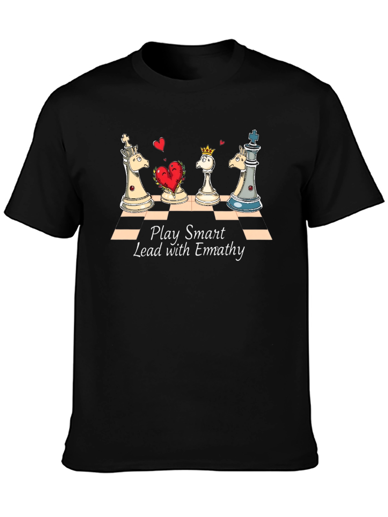 Black Chess Empathy Graphic Tee - Play Smart Lead With Empathy view 3