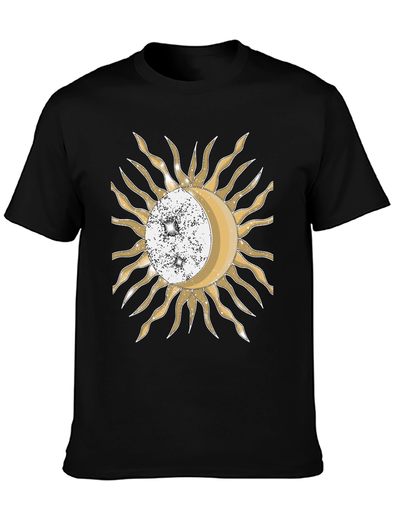 Black Celestial Sun & Moon Graphic T-Shirt view 3