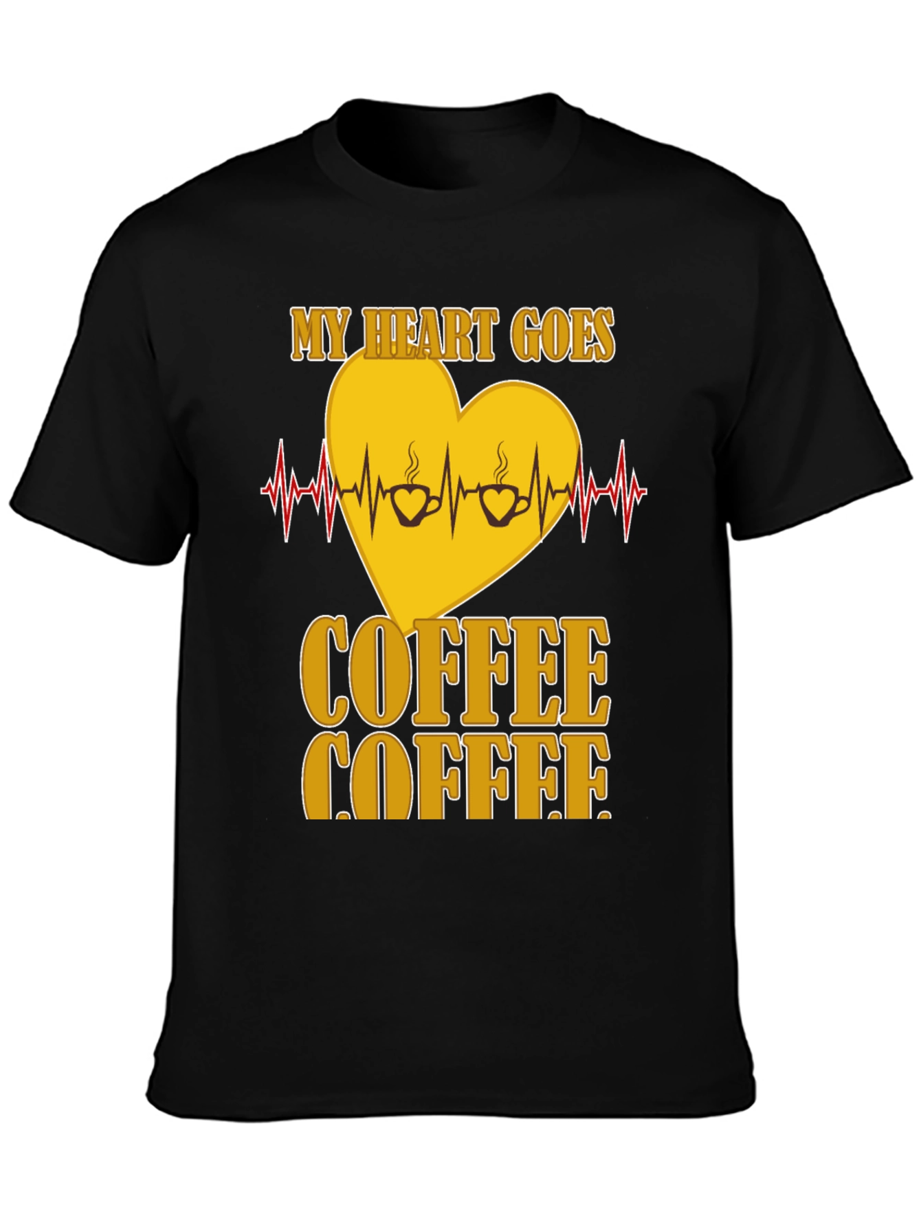 Black Coffee Lover's Heartbeat T-Shirt view 3