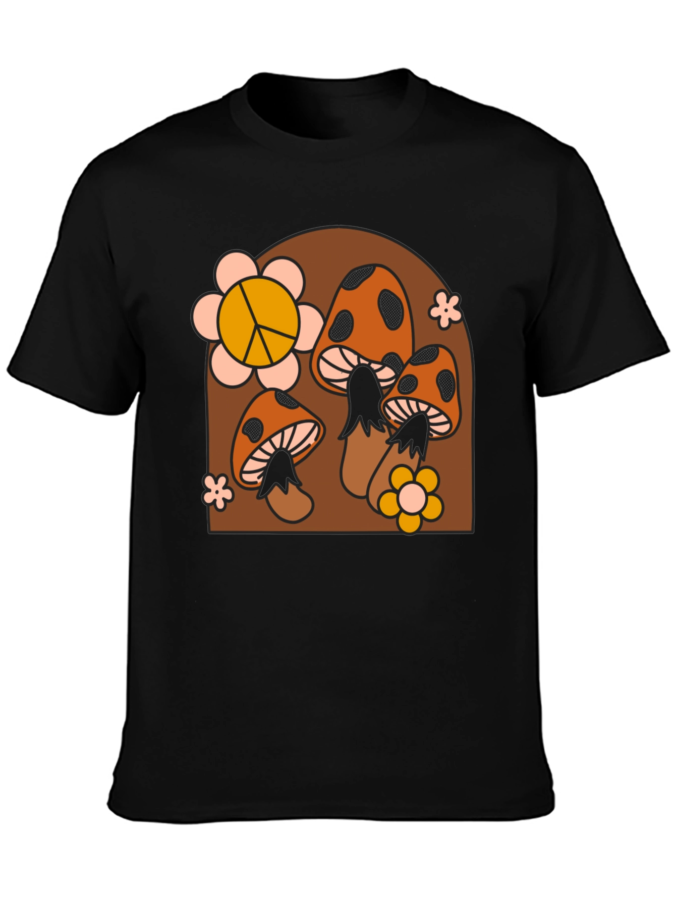 Black Retro Mushroom T-Shirt view 3