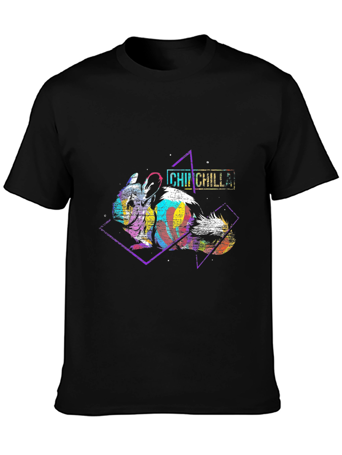 Black Retro Chinchilla Graphic Tee - Unique Design! view 3