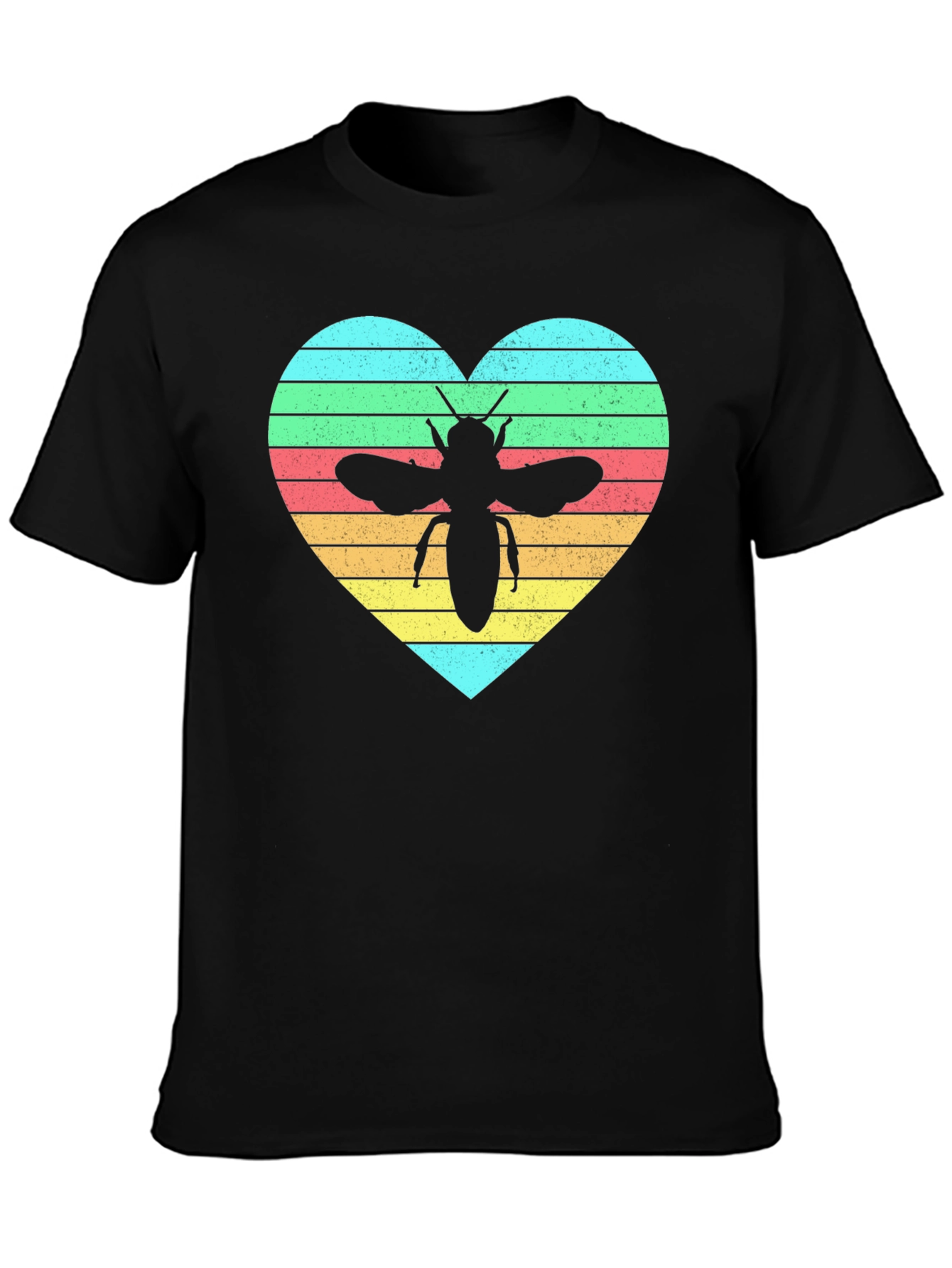 Black Bee Heart T-Shirt - Black, Short Sleeve, Graphic Tee view 3