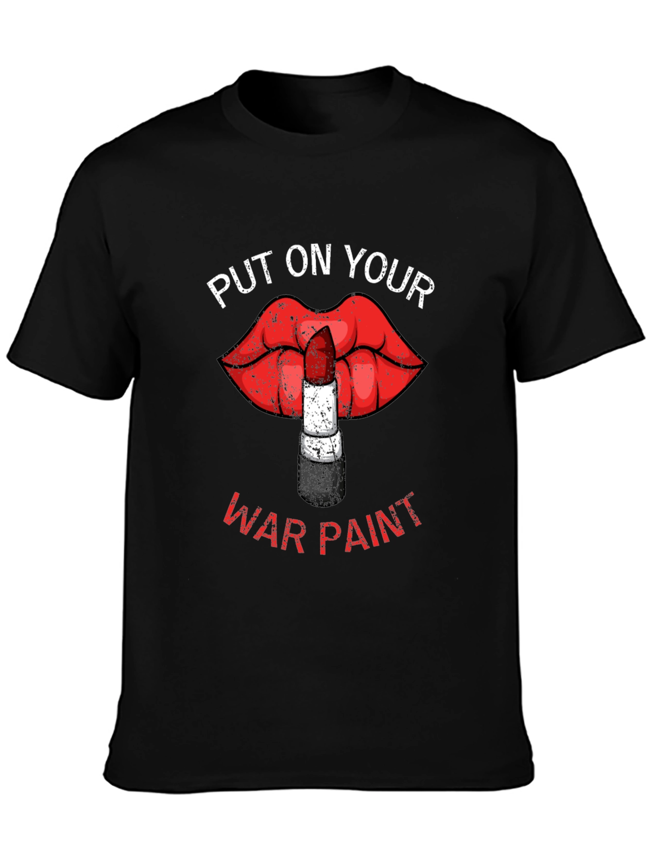 Black War Paint Lipstick Lips Graphic T-Shirt view 3