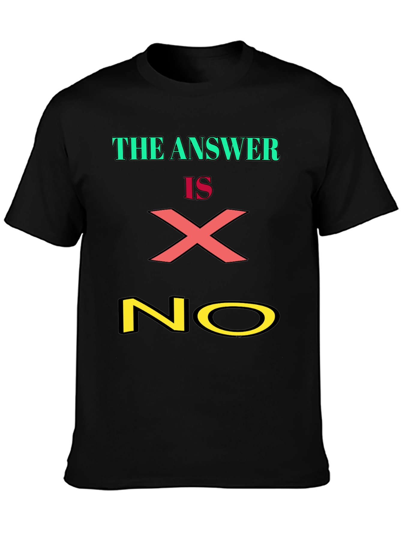 Black The Answer is X NO Graphic Tee view 3
