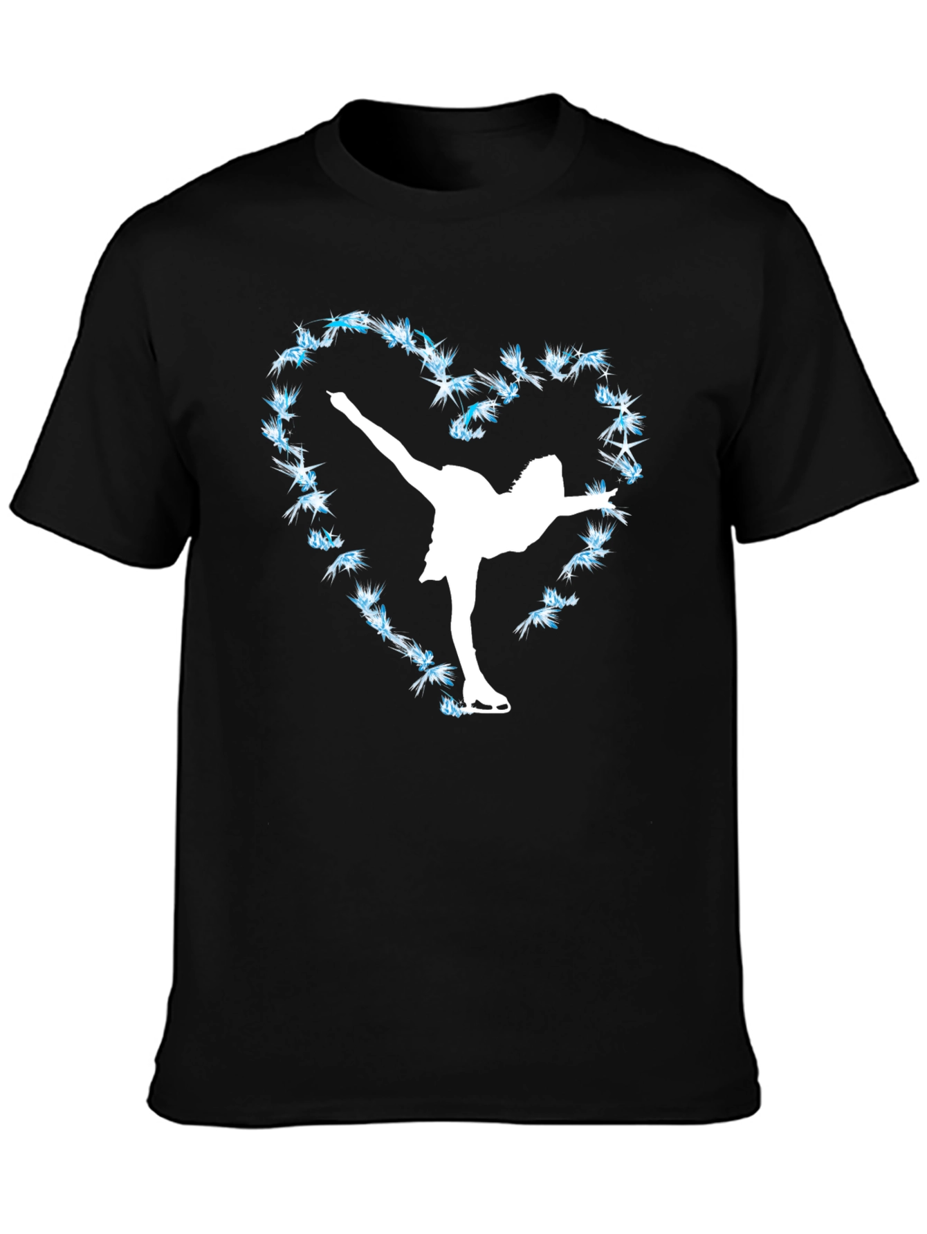 Black Ice Skating Heart T-Shirt - Figure Skater Tee view 3