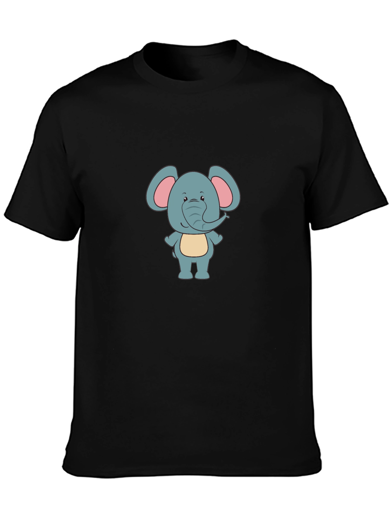 Black Cute Elephant Graphic Black T-Shirt view 3