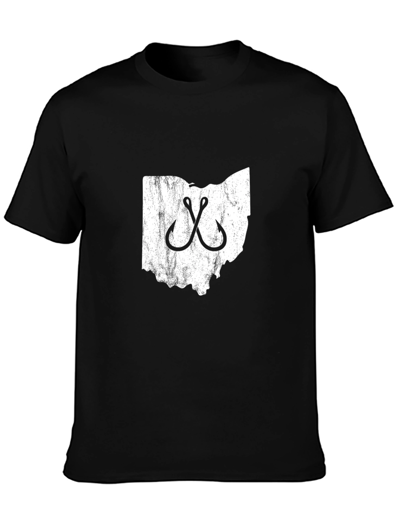 Black Ohio Fishing Hook T-Shirt - Black view 3