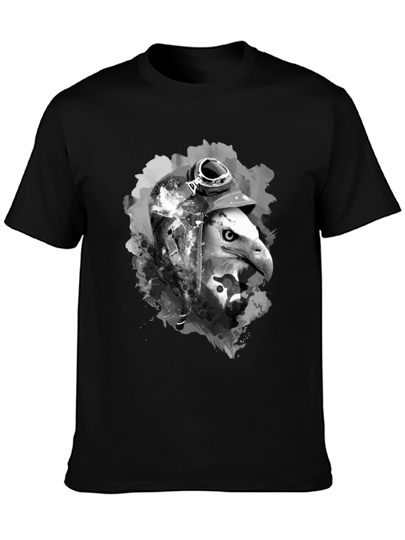 Black Eagle Pilot Graphic Tee - Black Cotton T-Shirt view 3