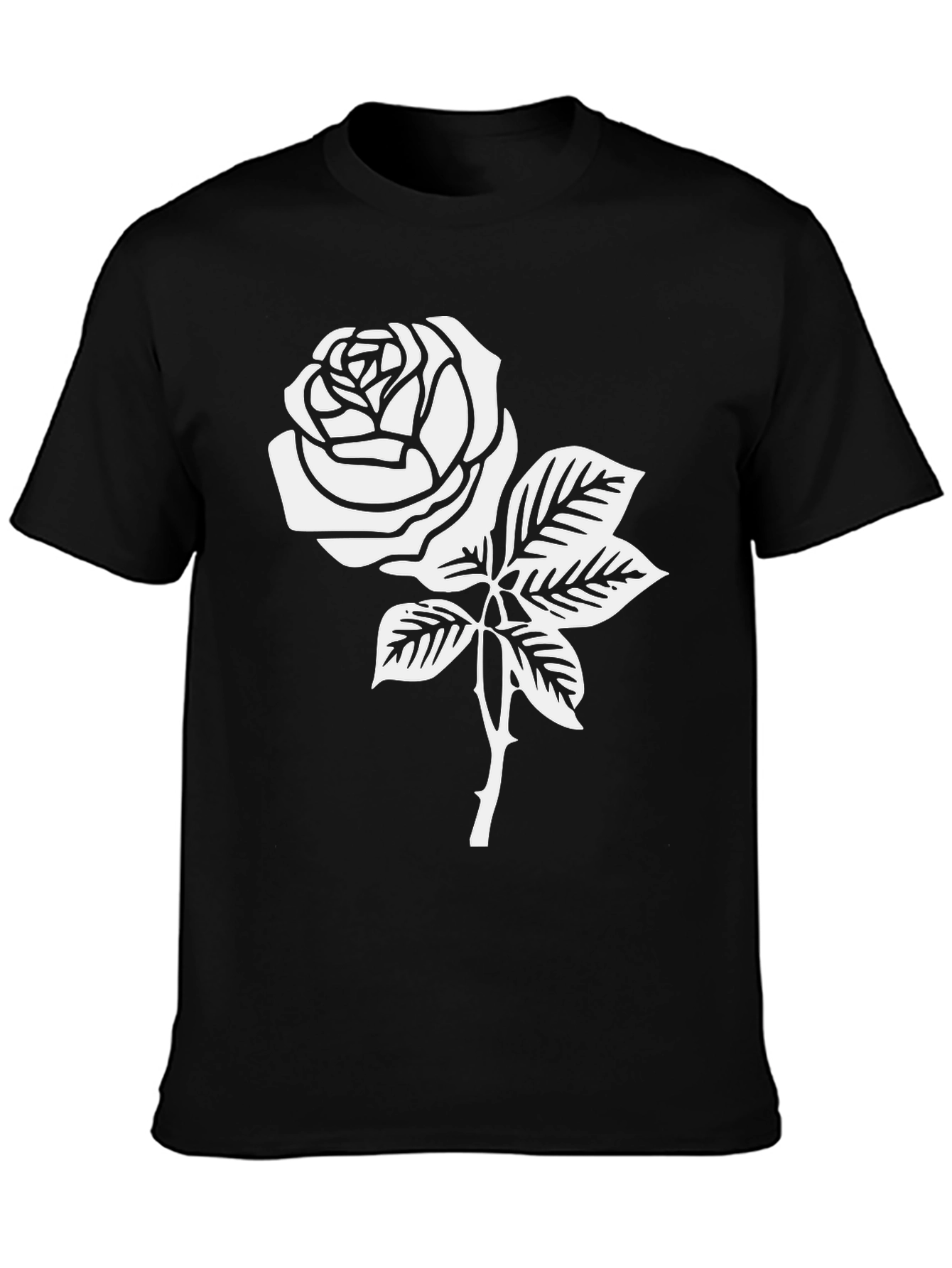 Black Black T-Shirt with White Rose Graphic view 3