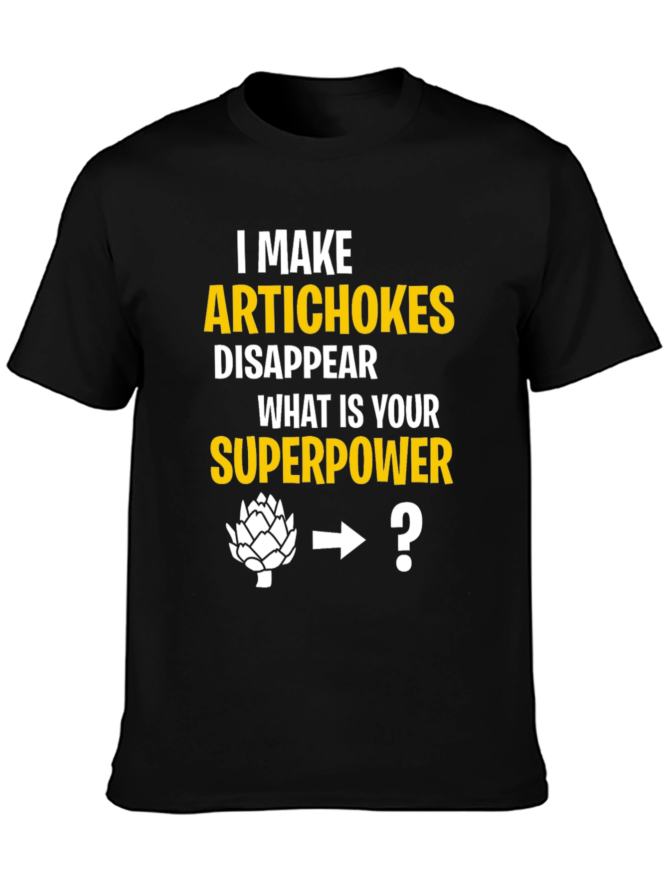 Black Artichoke Superpower Tee - Funny Foodie T-Shirt view 3