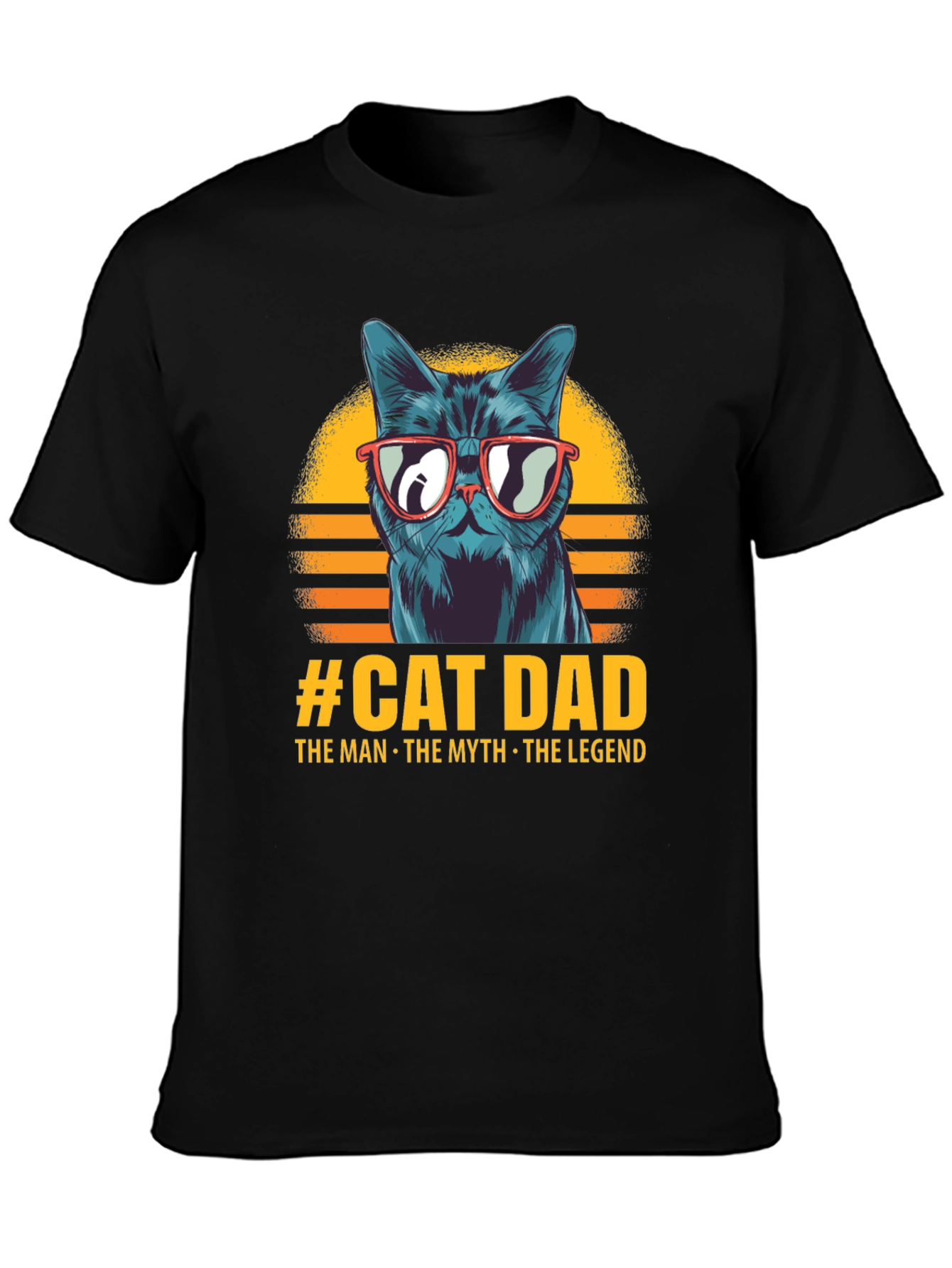 Black Cat Dad T-Shirt - The Man, The Myth, The Legend view 3